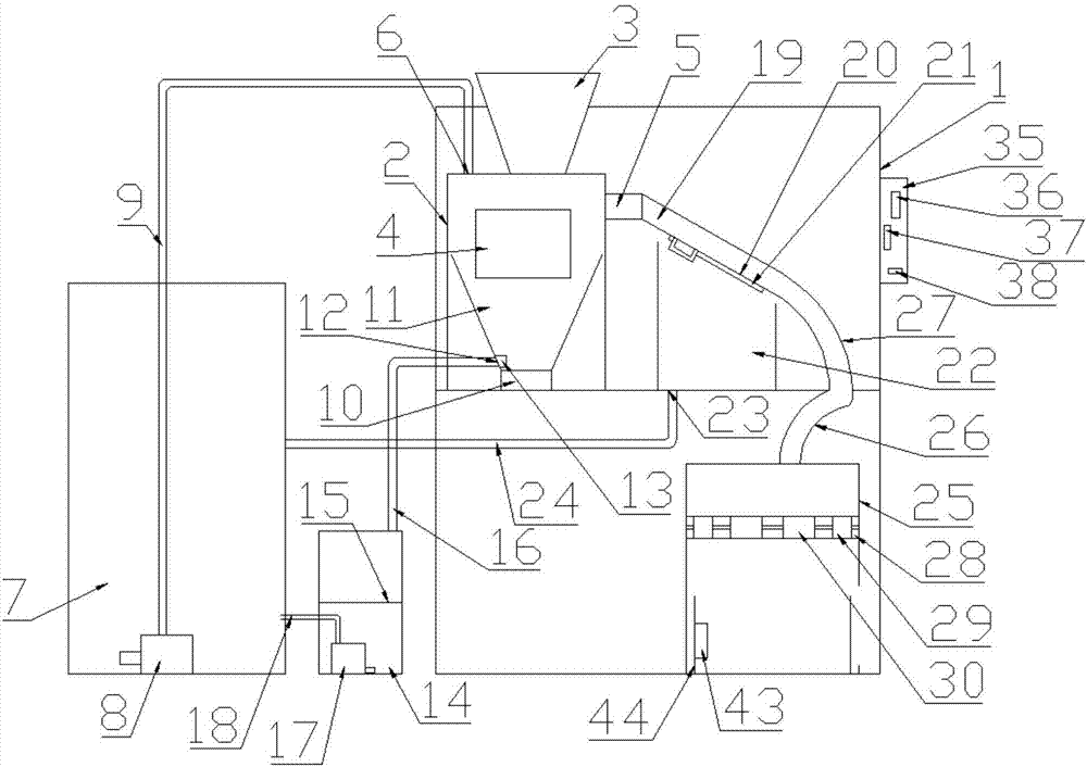 Injection-molding-machine raw material filtering and screening pulverizer