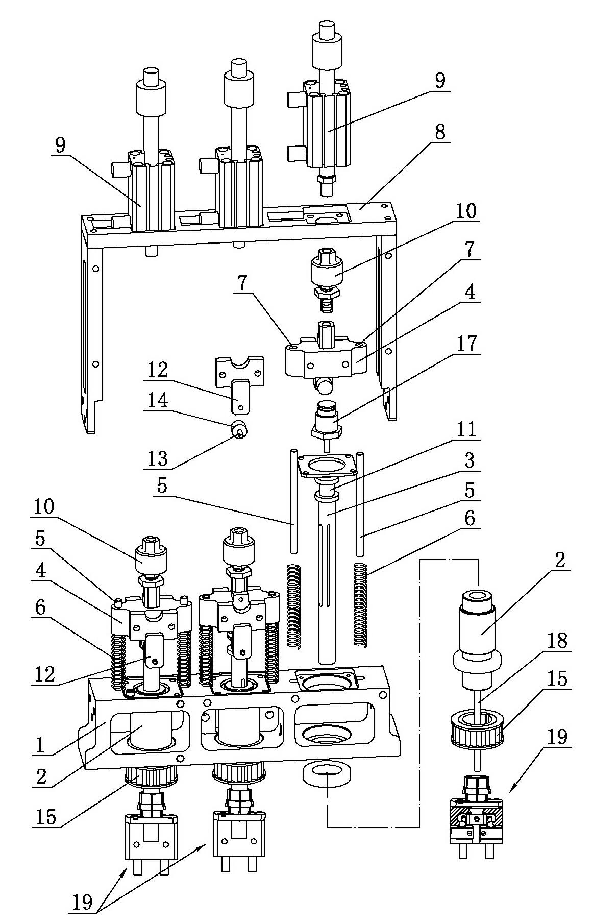 Head gripper linking mechanism of plug-in machine