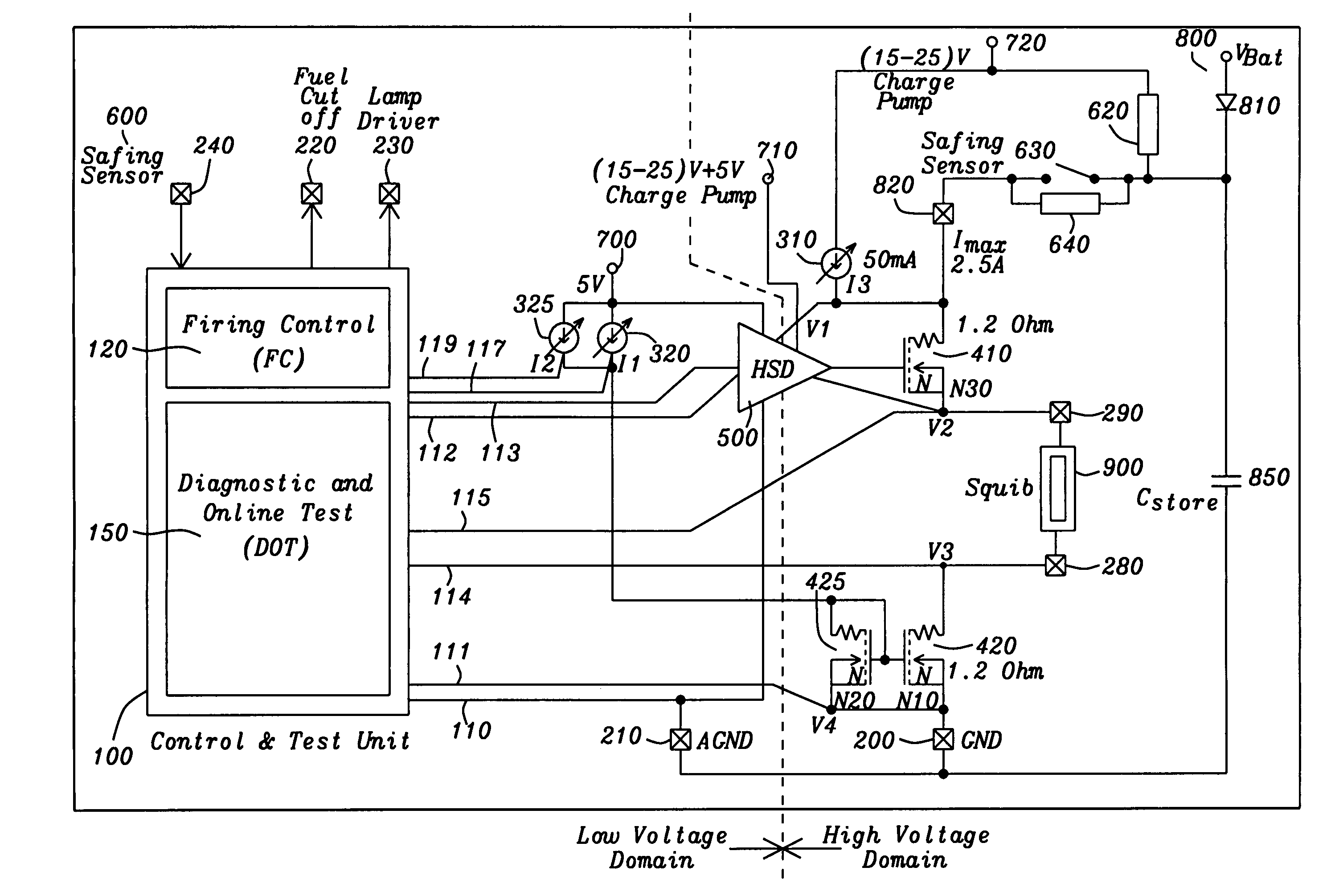 Low cost squib driver for airbag application