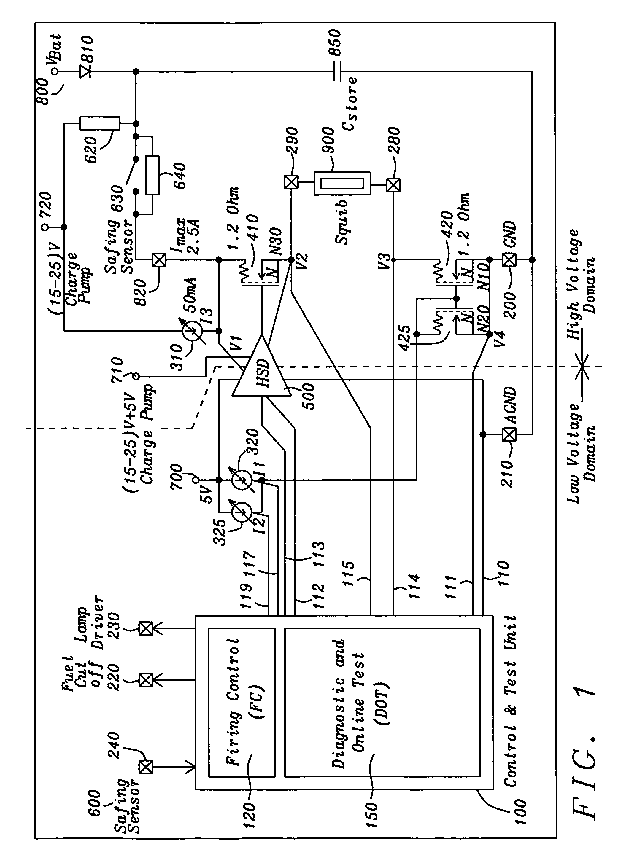 Low cost squib driver for airbag application