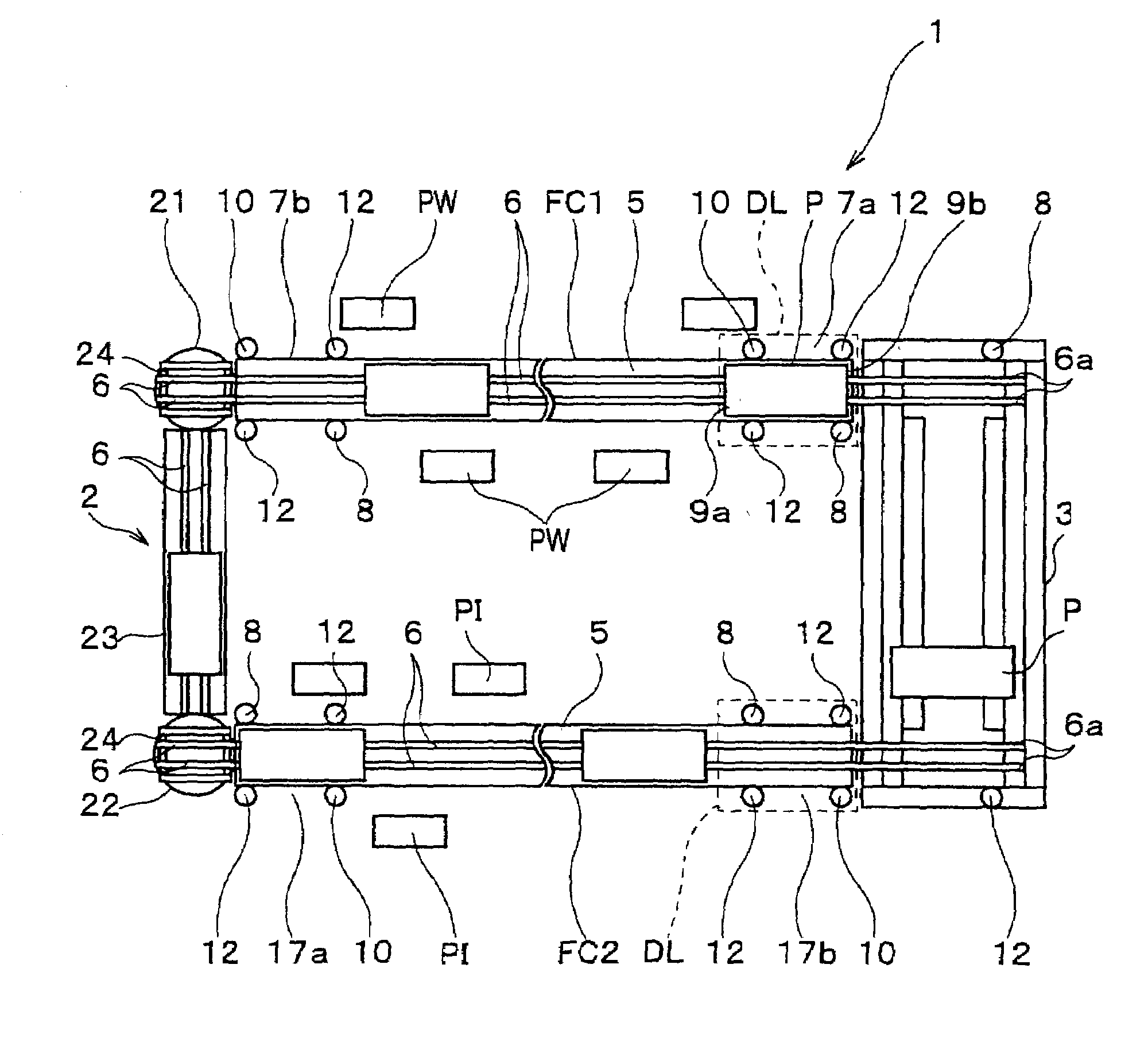 Palette conveyance mechanism and assembling line using it