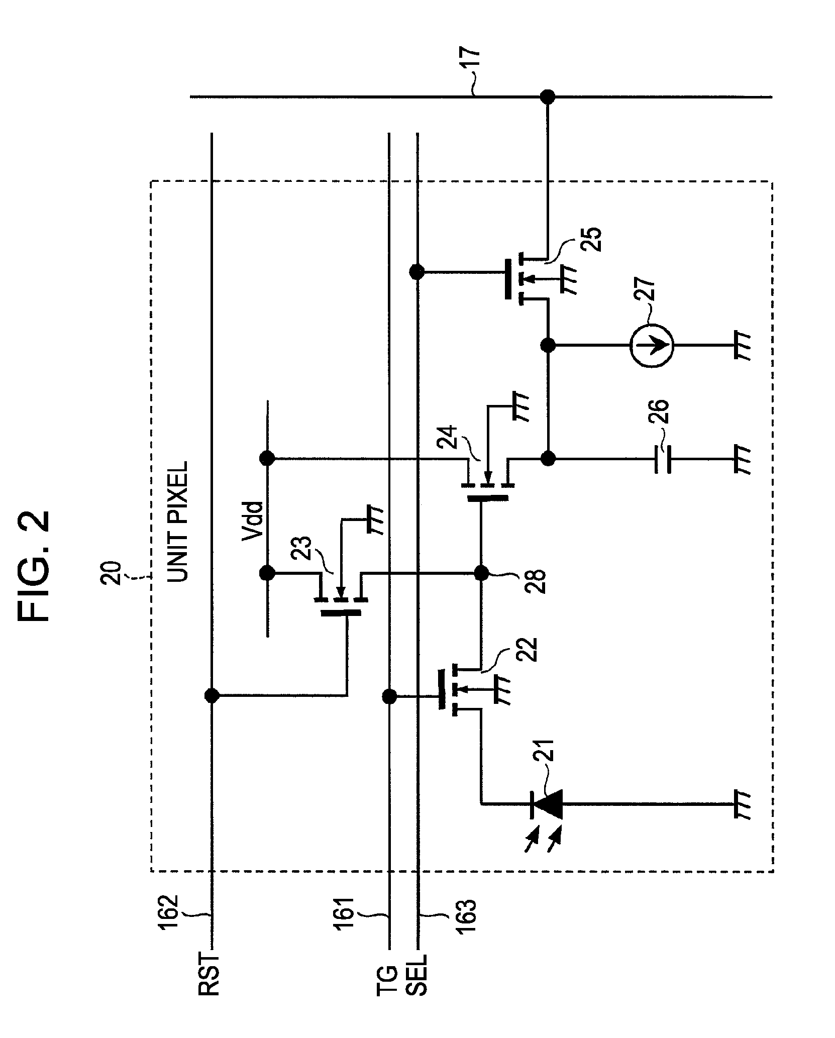 Solid-state imaging device for high density CMOS image sensor, and driving method thereof