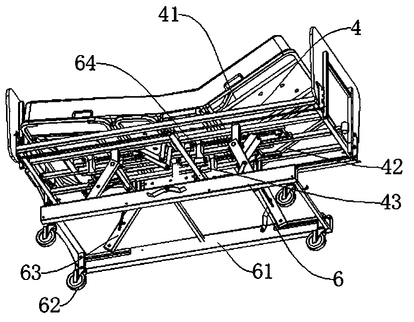 Pension bed with auxiliary get-up structure and use method of pension bed