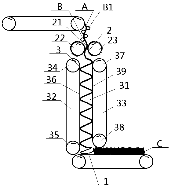 A vertical net laying system for honeycomb porous structure cotton and its application method