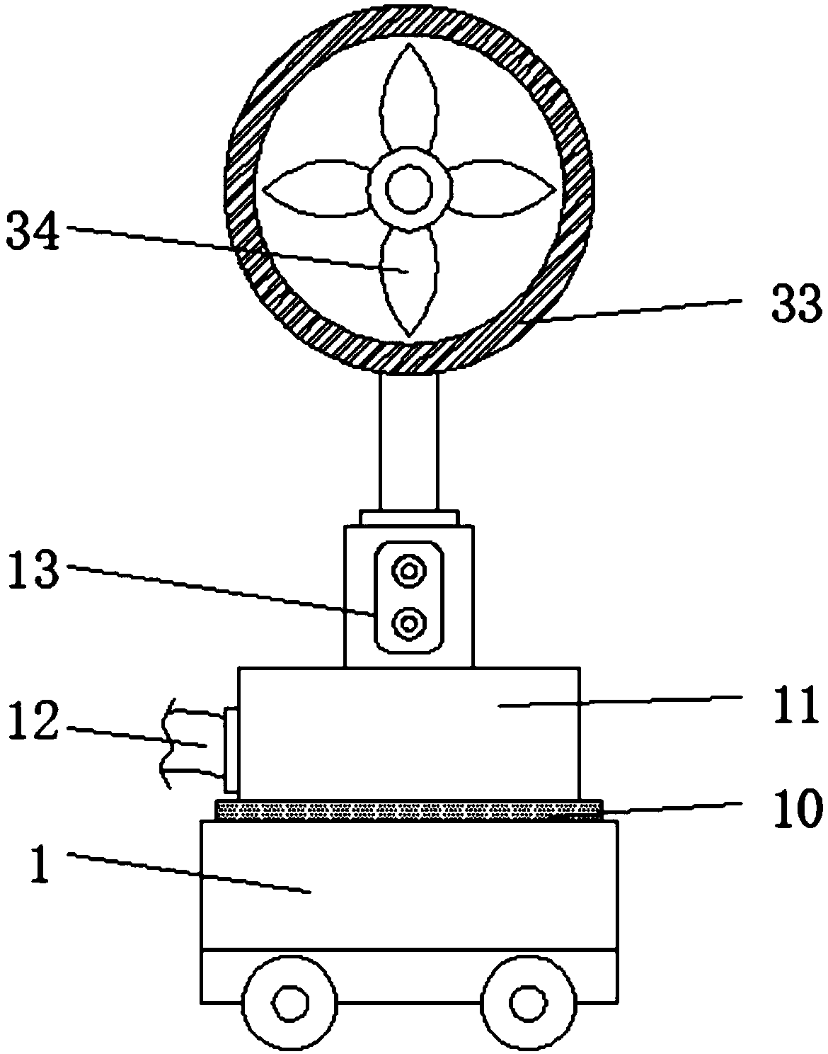 Mobile spraying fan for gardens