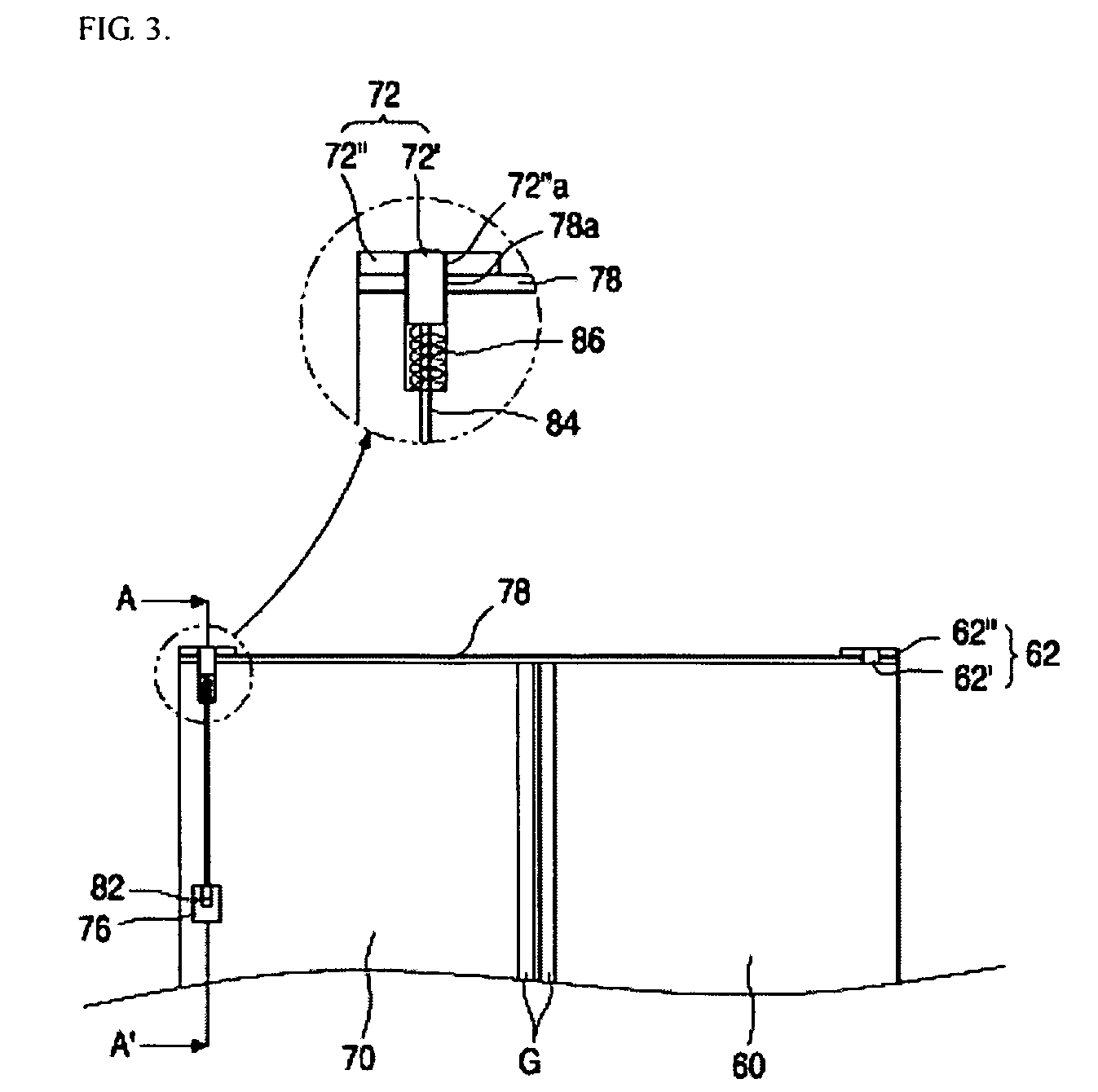 Open-close equipment for door of refrigerator