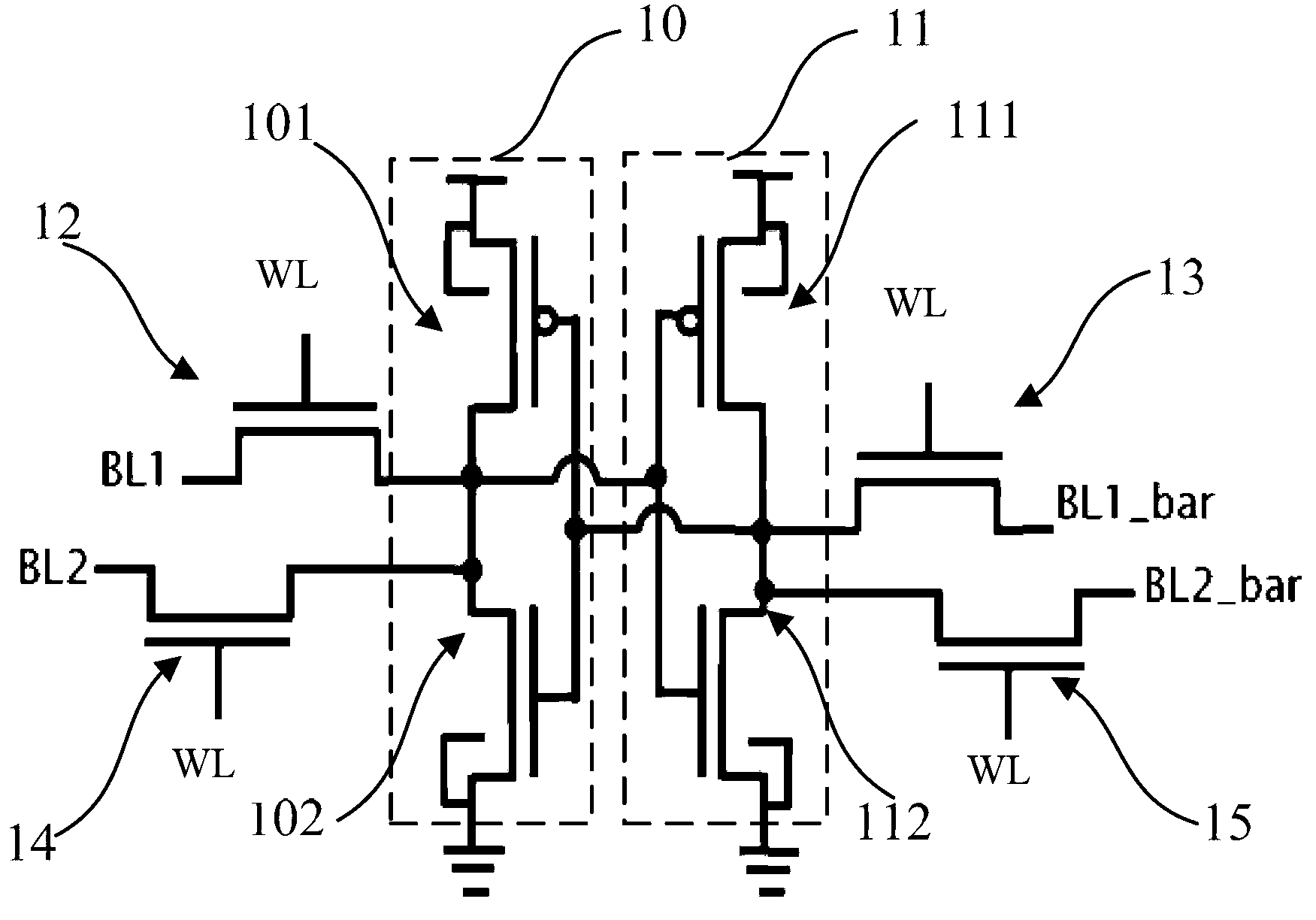 Eight-transistor static random access memory unit