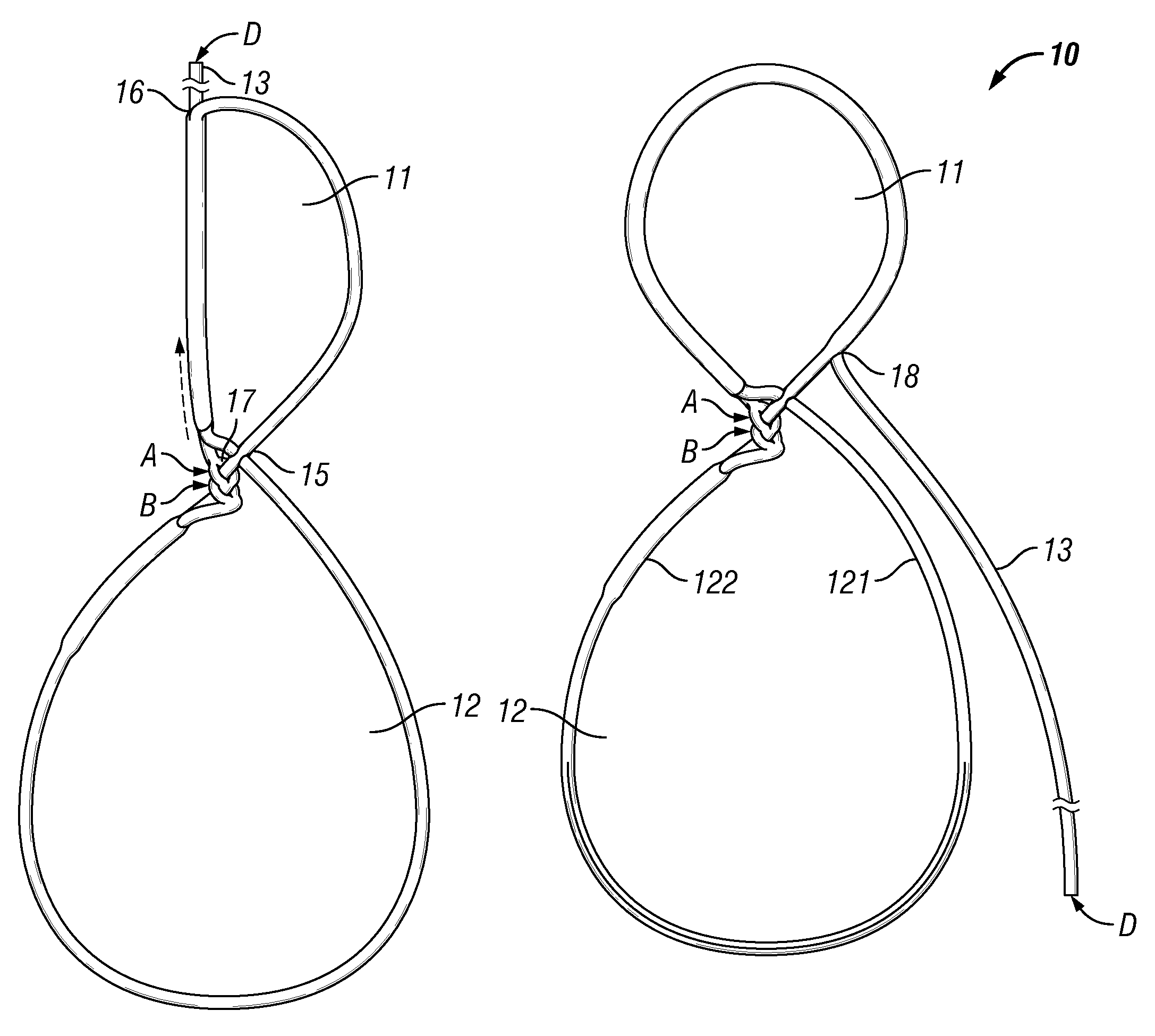 Adjustable continuous filament structure and method of manufacture and use