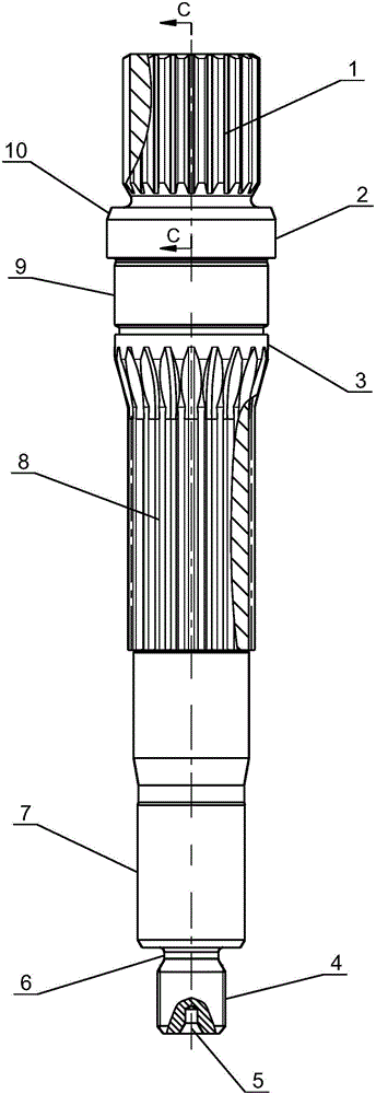 Driving shaft of hydraulic pump and machining method thereof