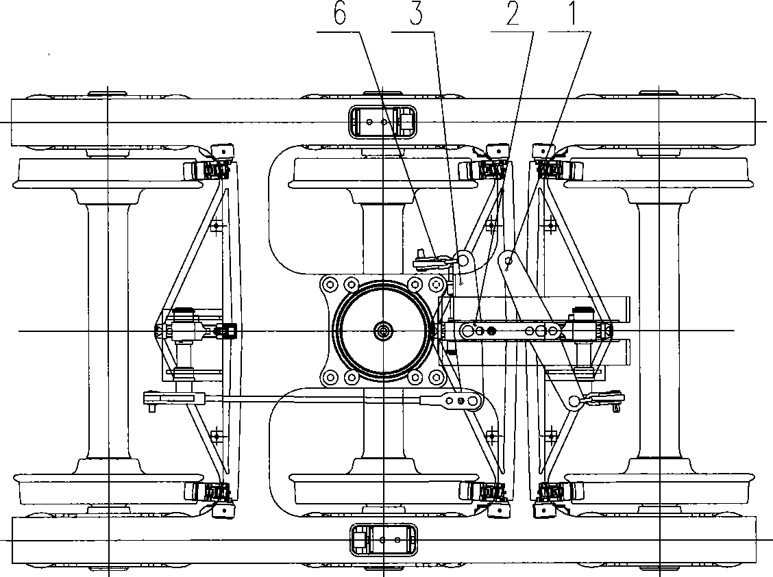 Triaxial bogie brake rigging apparatus and triaxial bogie