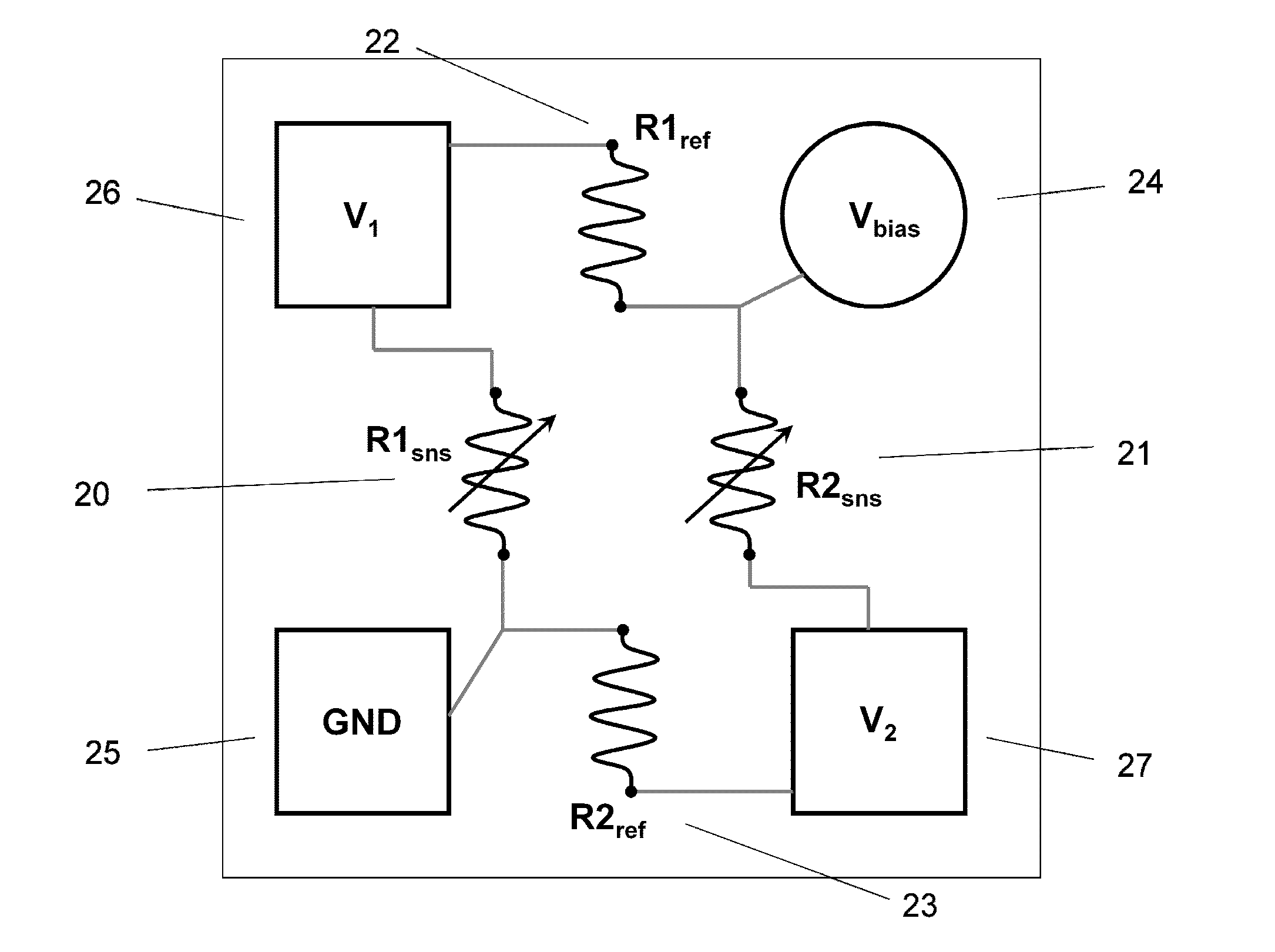 Single-chip referenced full-bridge magnetic field sensor