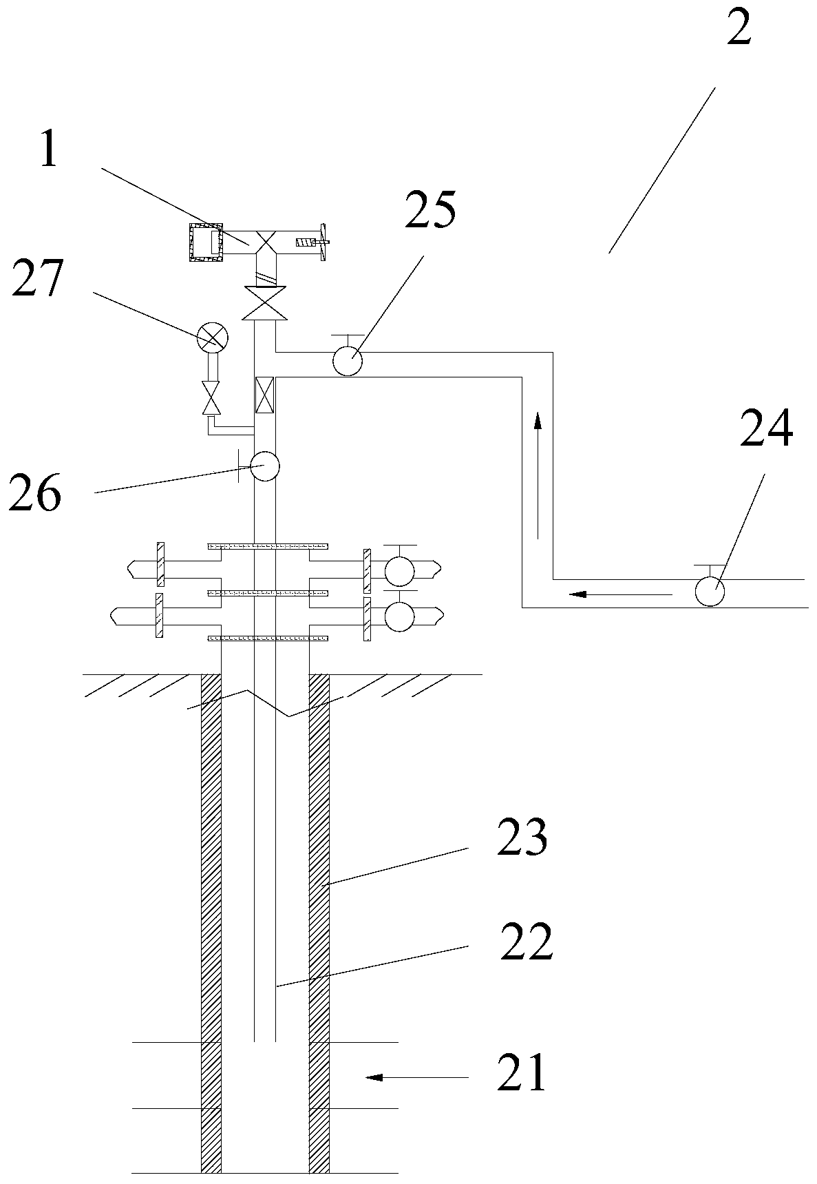 Wellhead combination testing device and method for water injection well