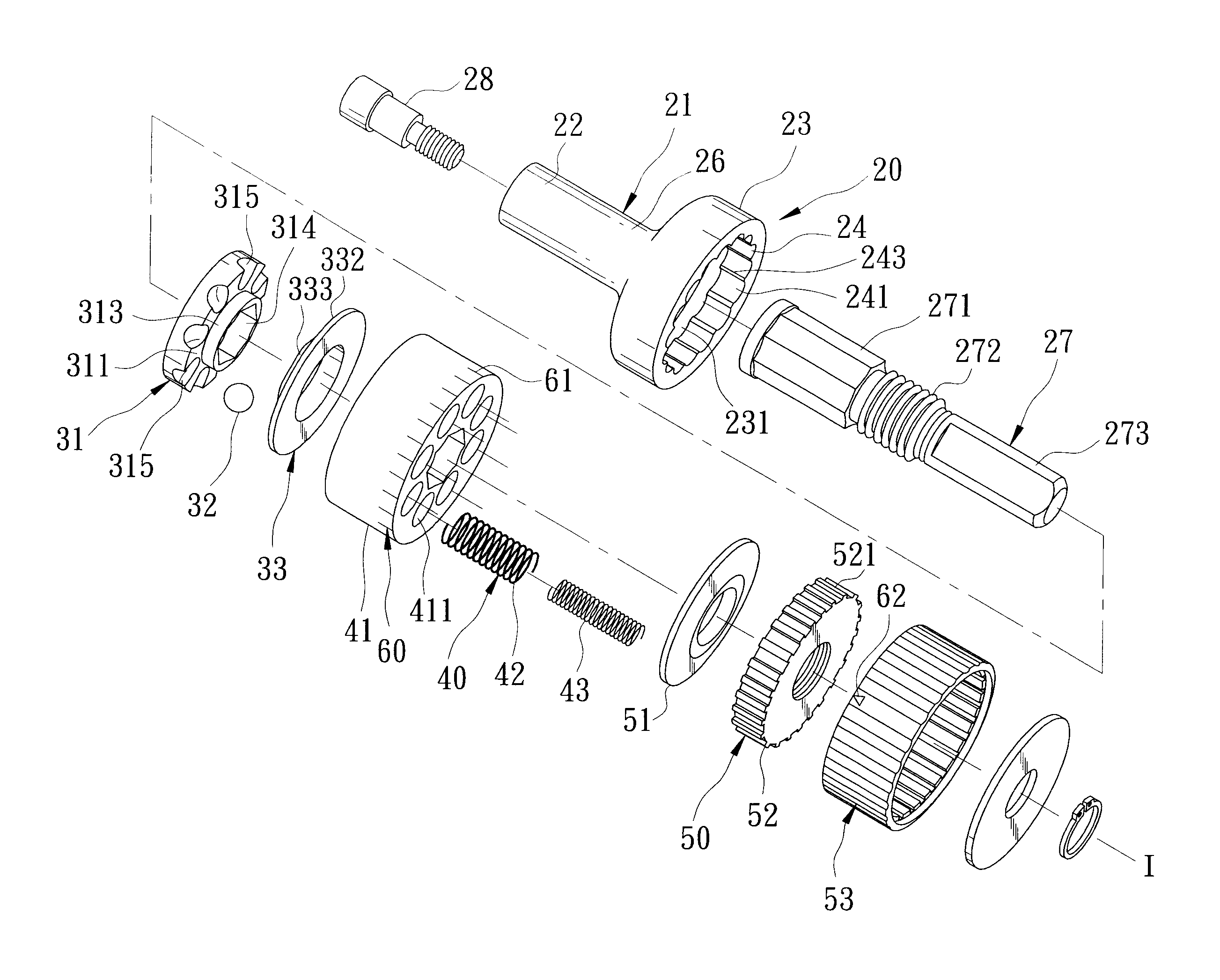 Adjustable torque limiting device for a click-type torque wrench