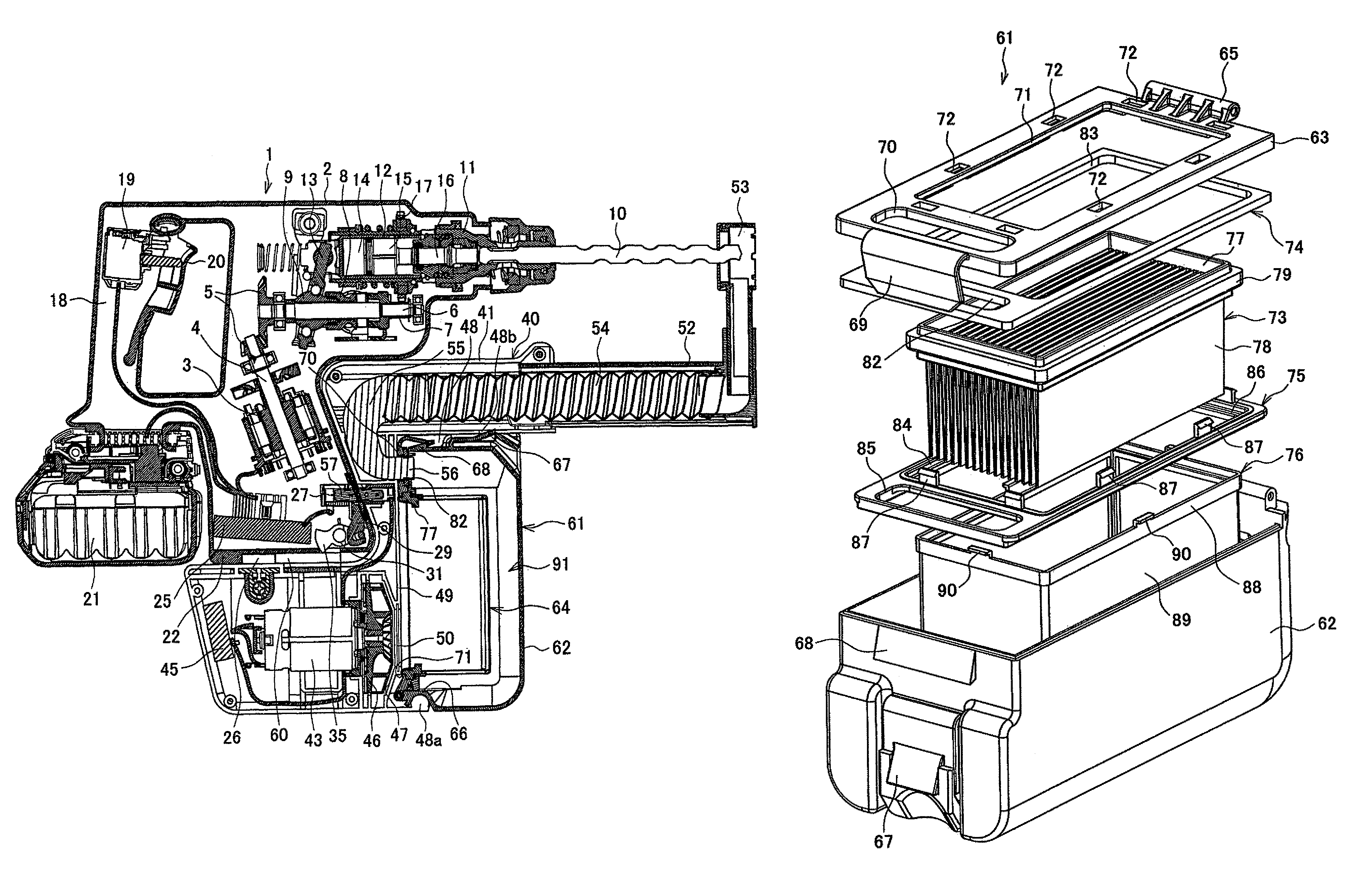 Dust collecting device and electric tool equipped with dust collecting device