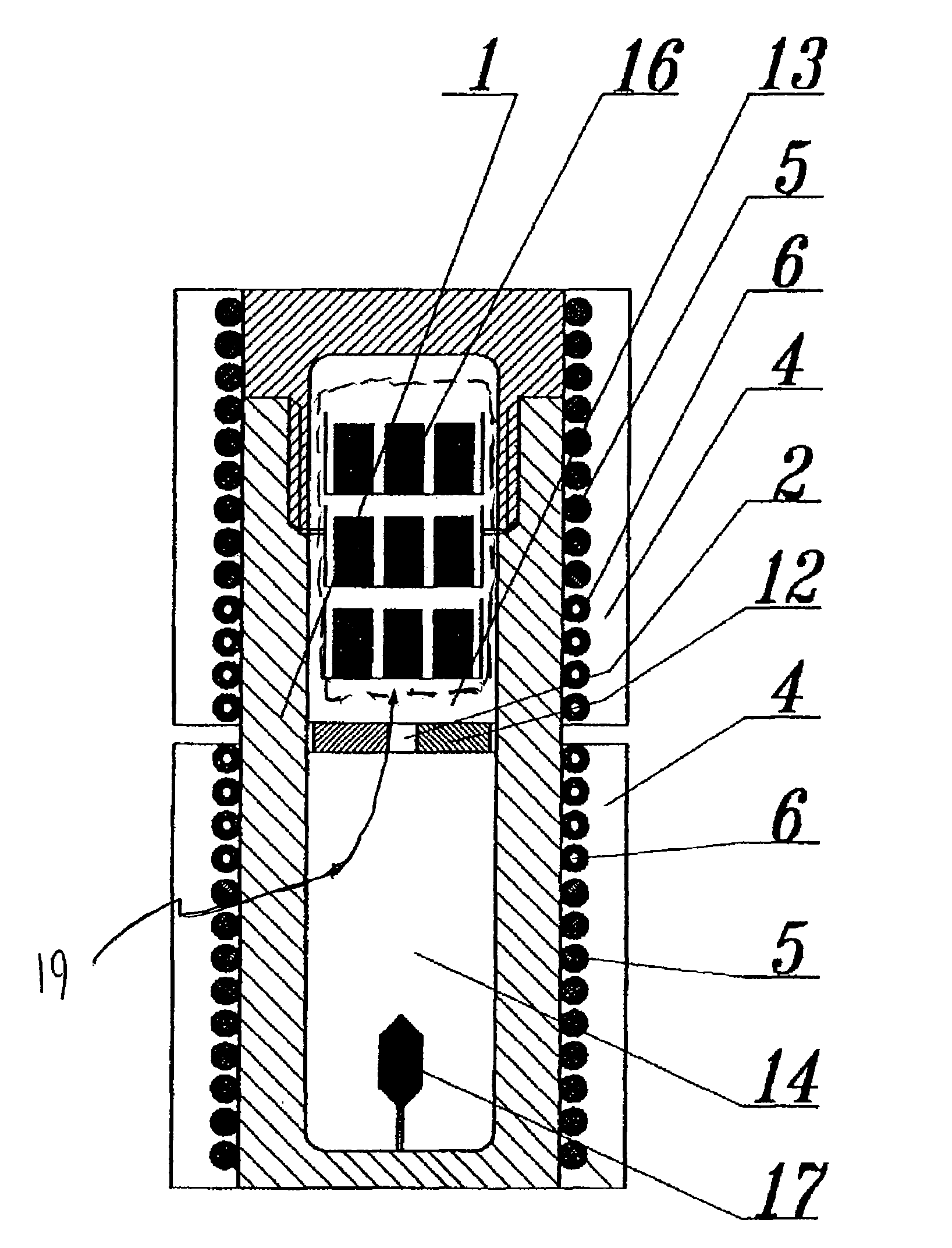 Process and apparatus for large-scale manufacturing of bulk monocrystalline gallium-containing nitride