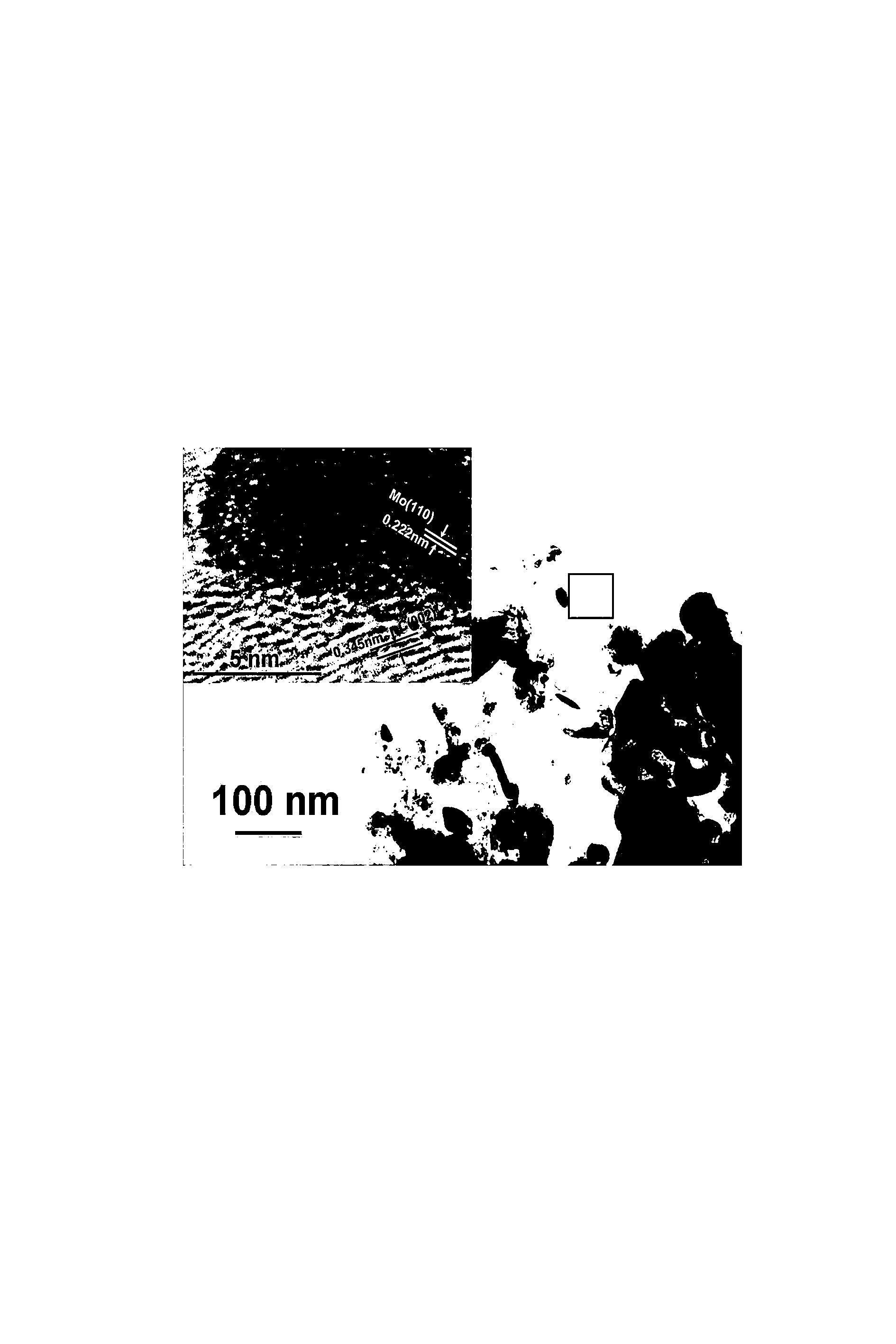 Preparation method of nanometer molybdenum powder containing homodisperse carbon nano tubes