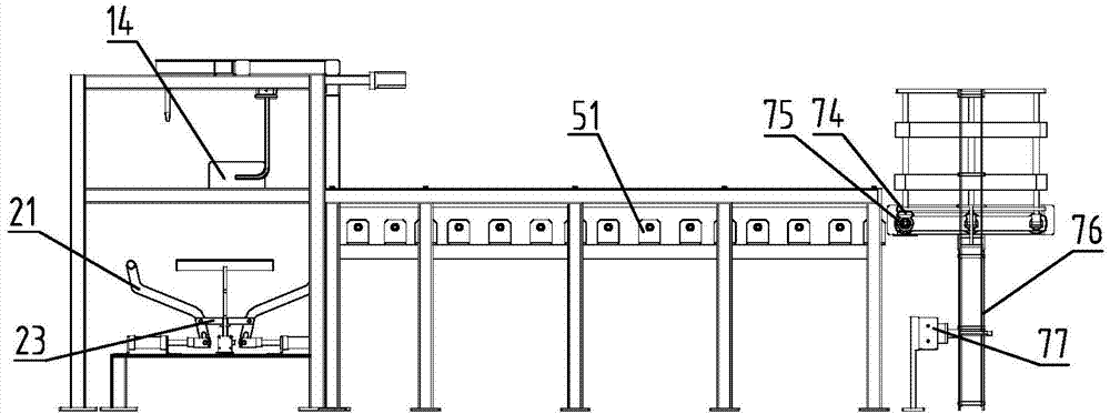 Paper box lower portion folding and conveying mechanism of battery subsequent unmanned packing device