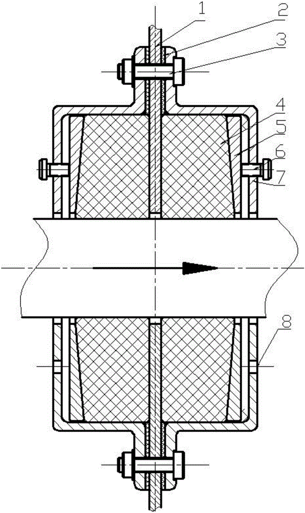 Mechanical pipeline vibration isolation sealing device