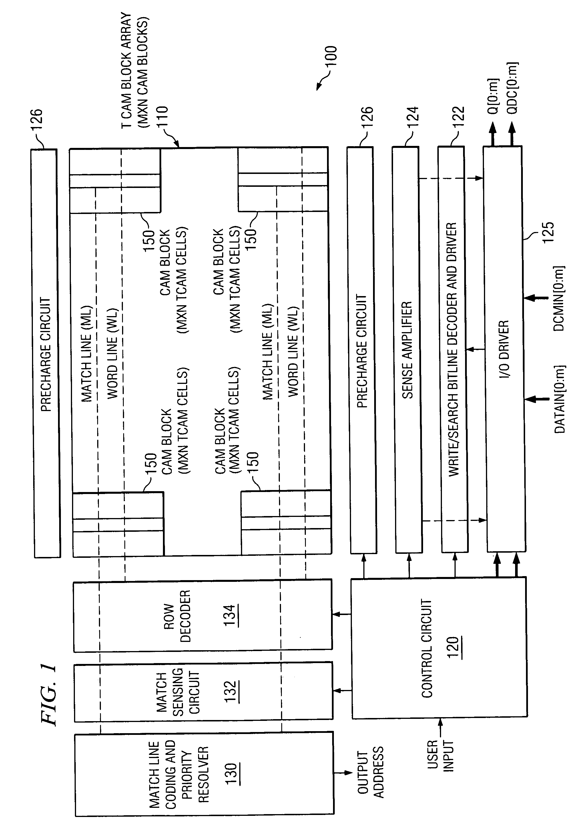 Area efficient stacked TCAM cell for fully parallel search