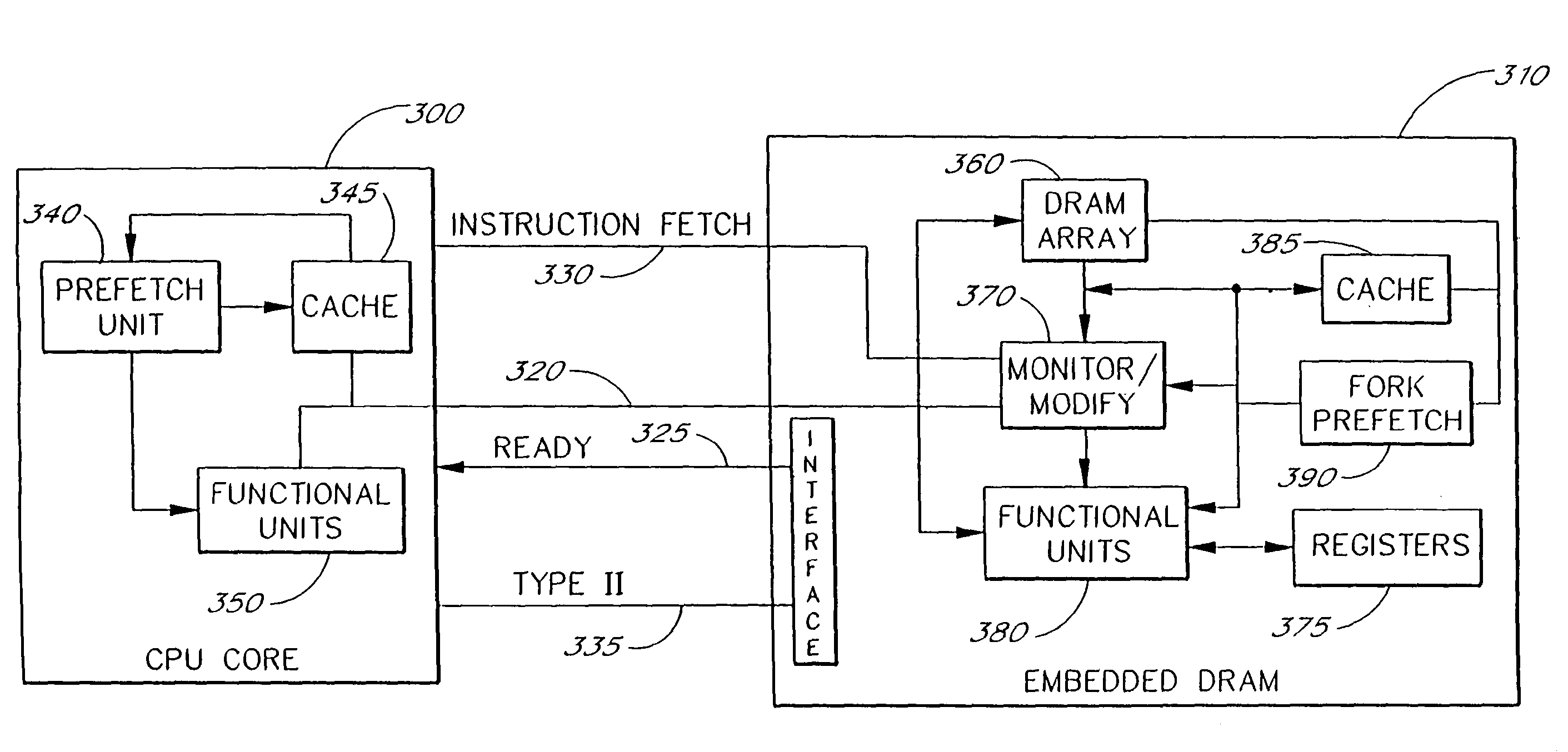 Split embedded DRAM processor