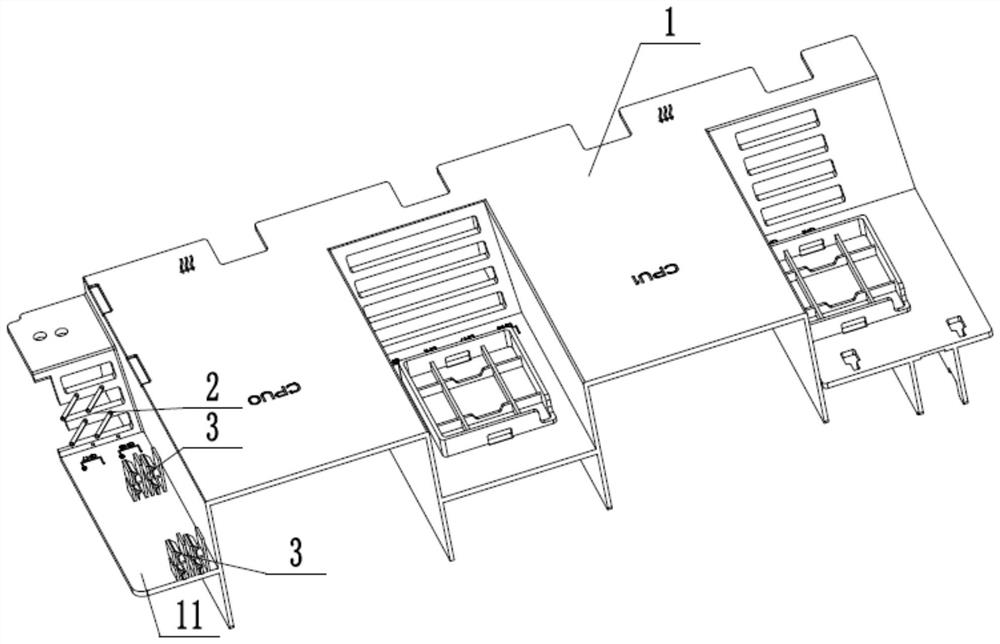 A cable management structure arranged on the wind guide cover