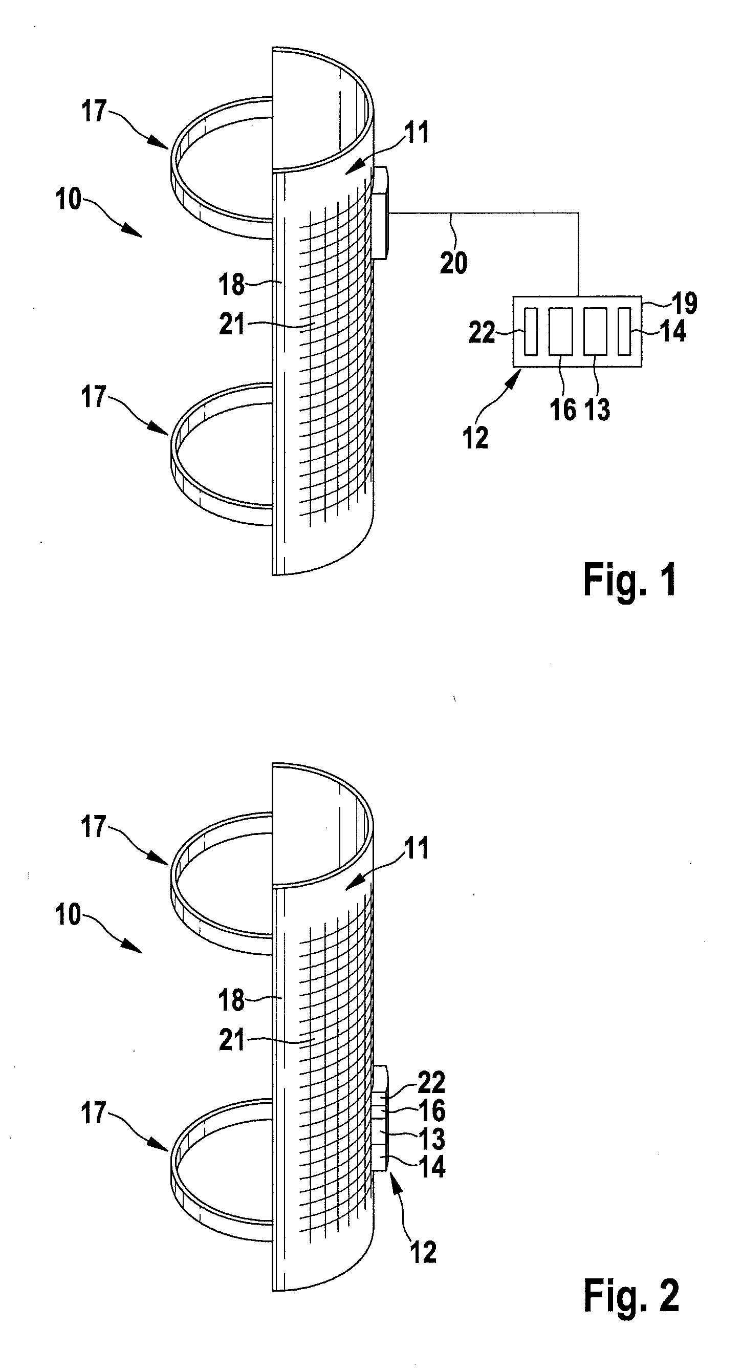 Device and method for electric stimulation of muscles involved in human physiological gait pattern and brace to support an anatomical joint with such device