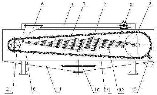 Net belt flat return screen and corresponding grain impurity removing method