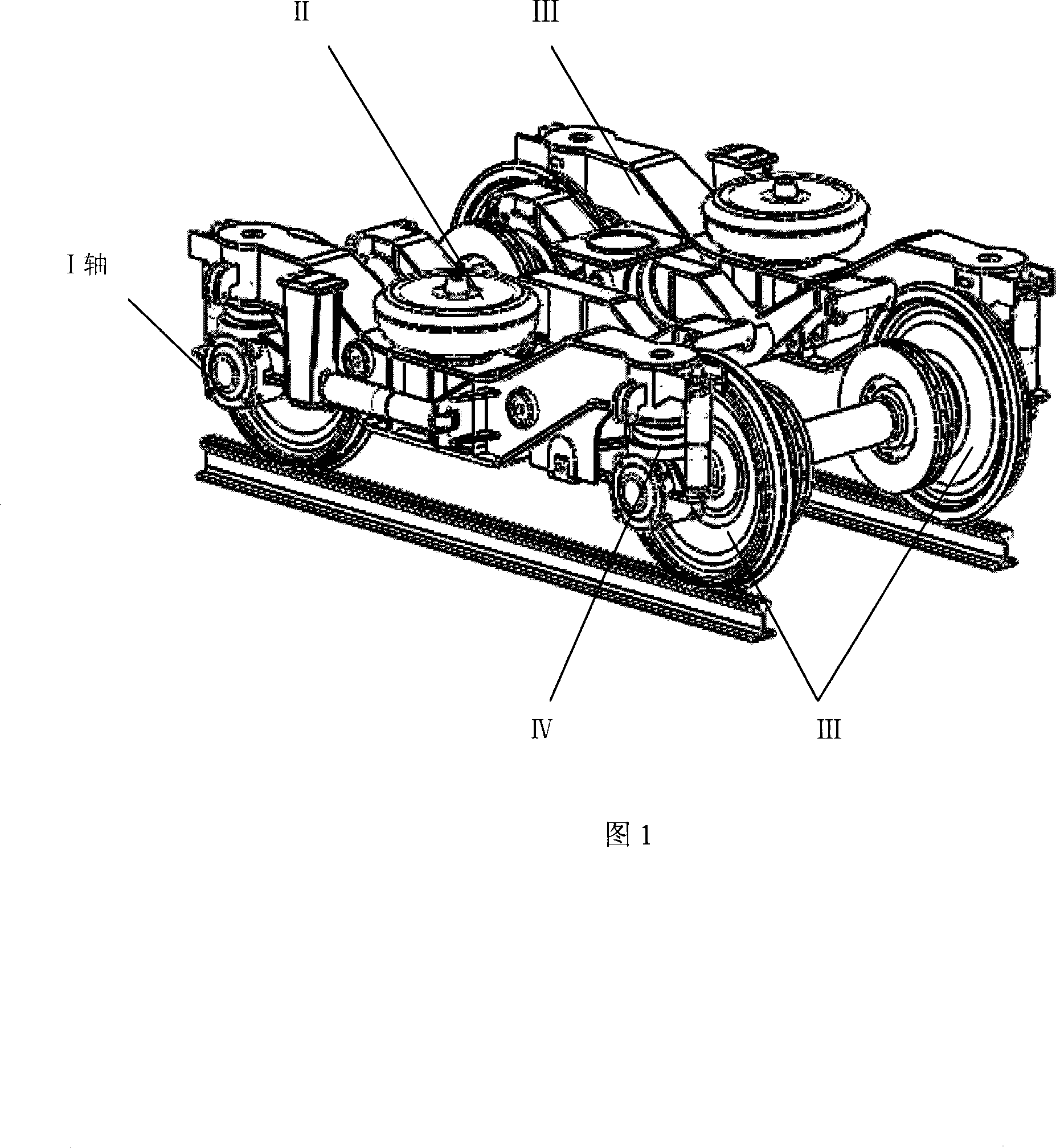 Four-column type rail vehicle bogie rigidity detection system