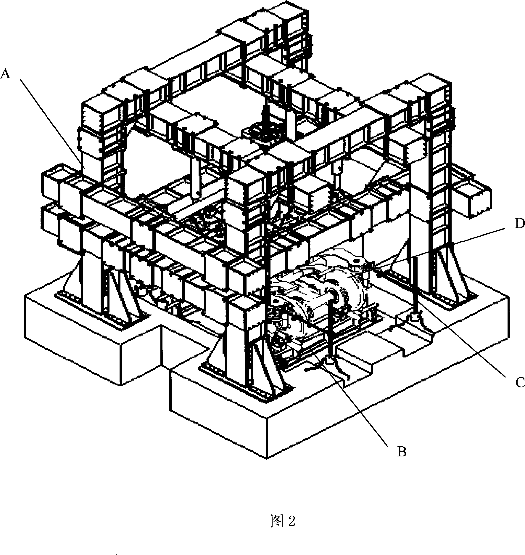 Four-column type rail vehicle bogie rigidity detection system