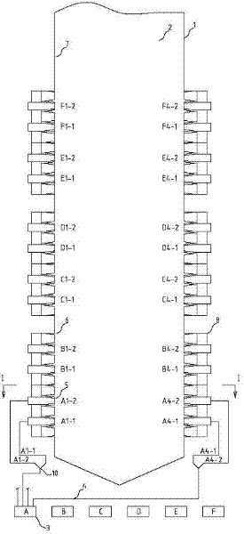 Coal dust thickness-thinness separating and distributing structure of single-fireball eight-corner direct-flow burner