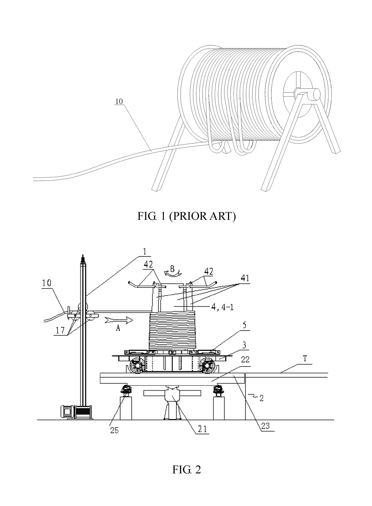 Device and method for winding and unwinding a parallel wire strand horizontally