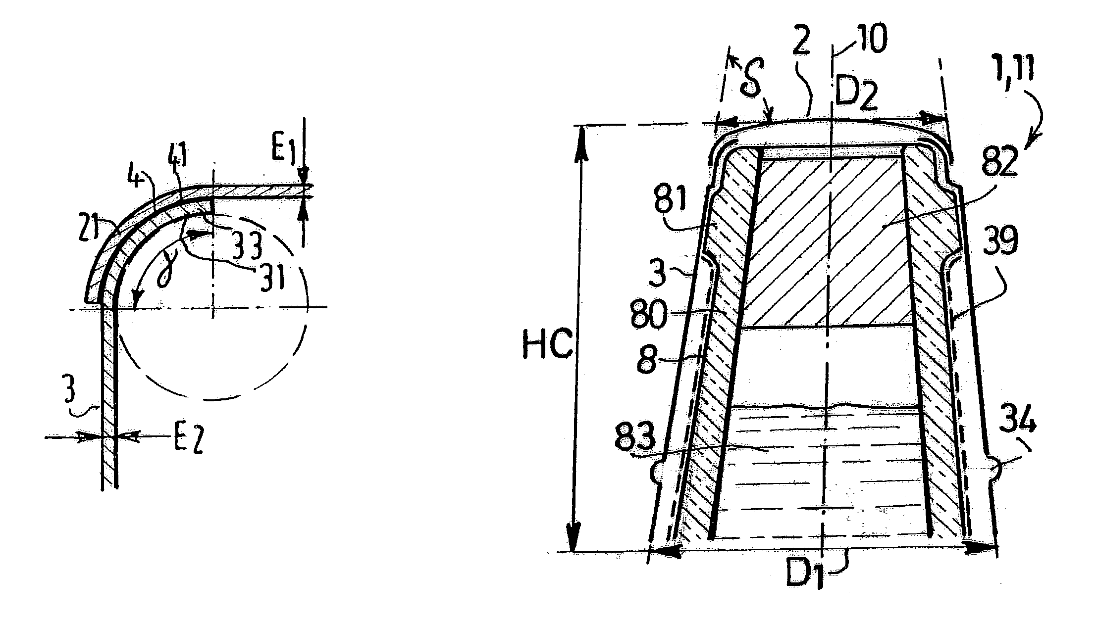 Overcap closures with rolled apron