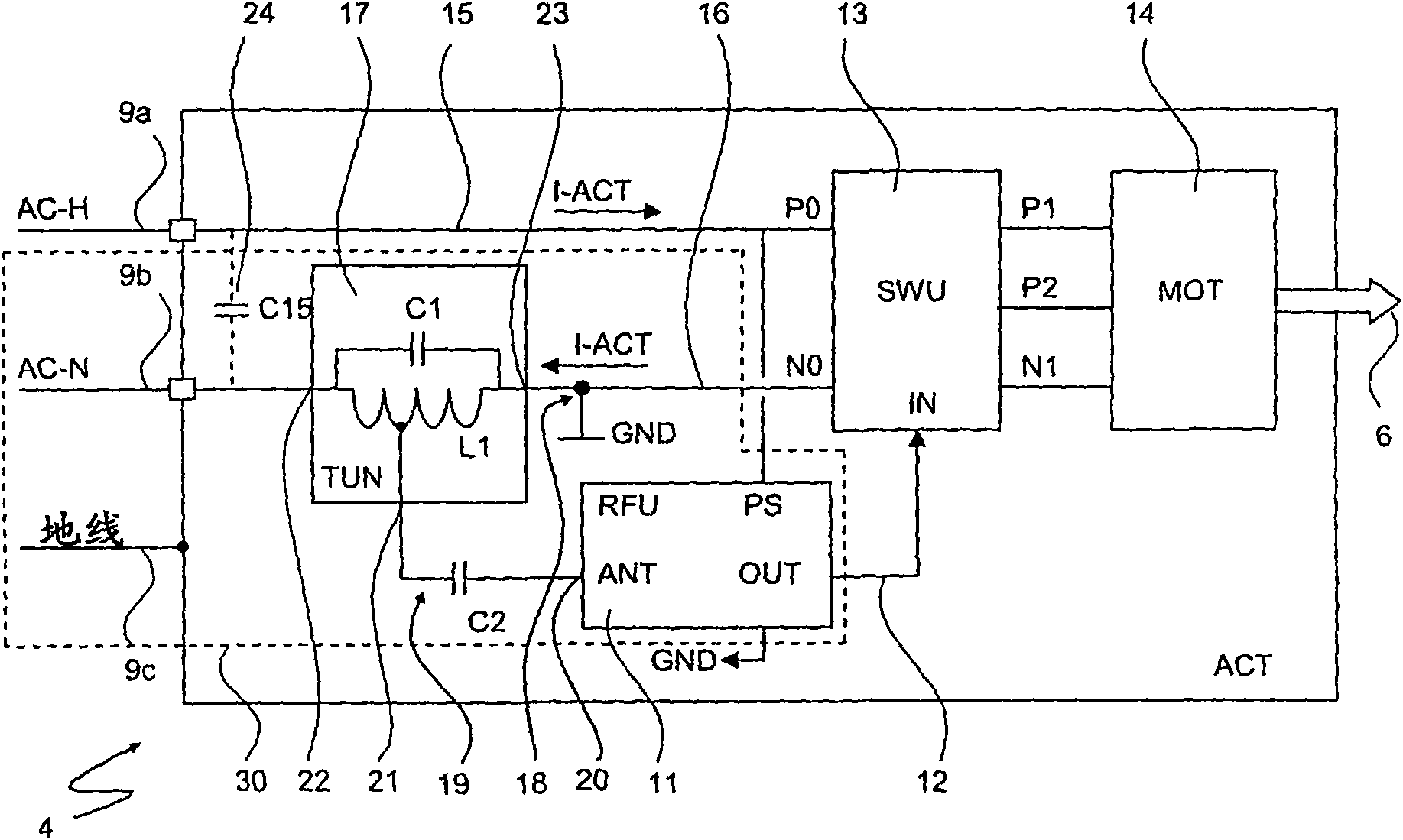 Device of radioelectric signals transmitter and/or receiver type