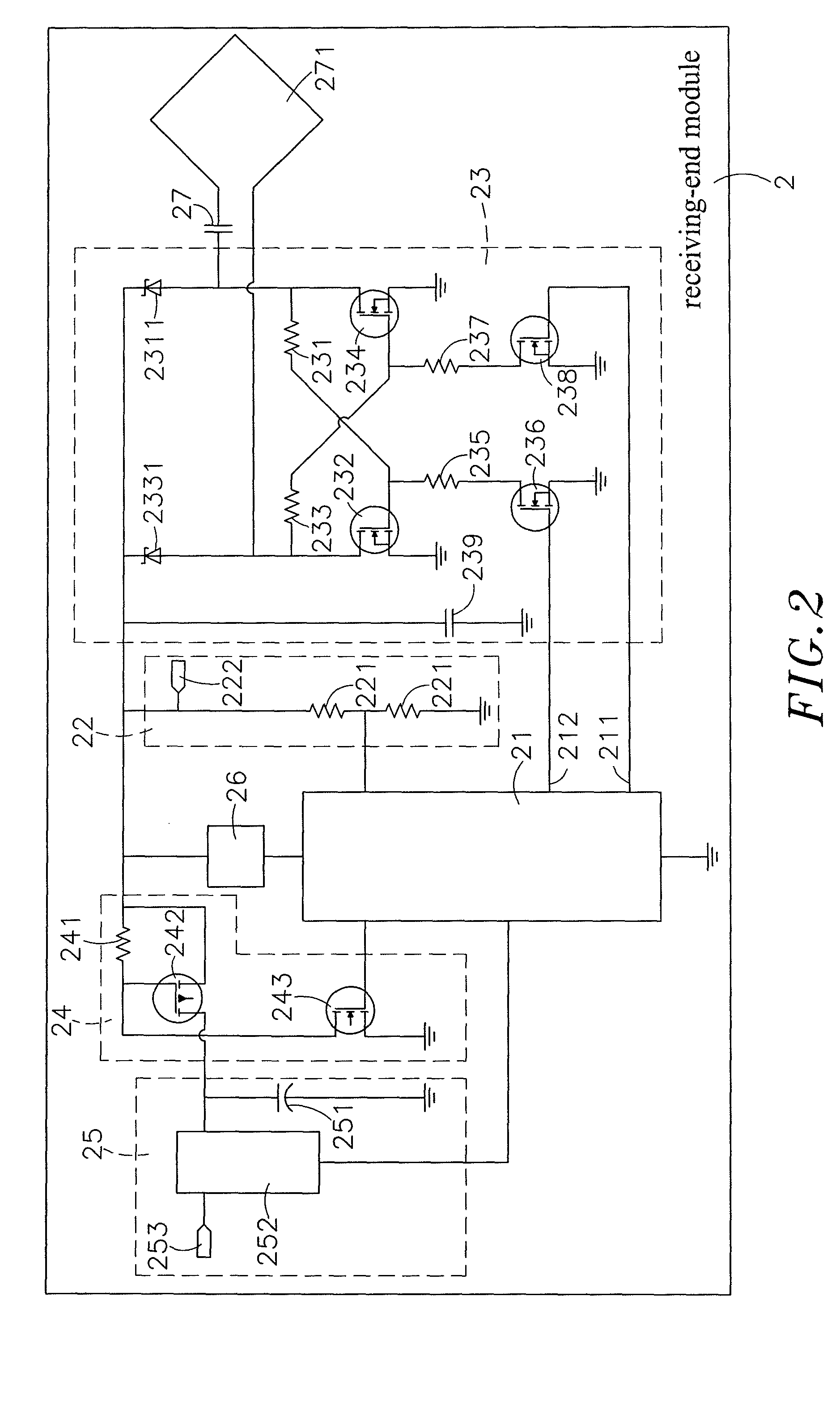 Induction type power supply system with synchronous rectification control for data transmission