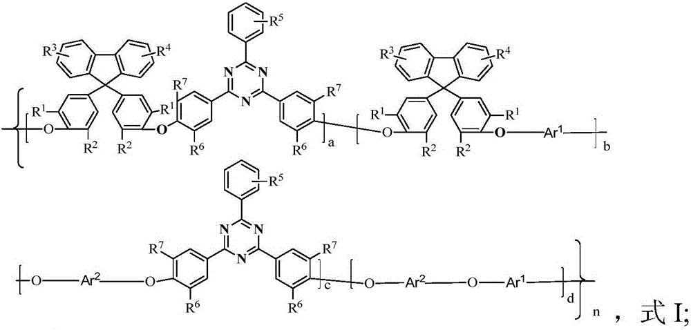 Polyarylether with main chain containing bisbenzofiurene and triaryl-s-triazine structure and preparation method of polyarylether