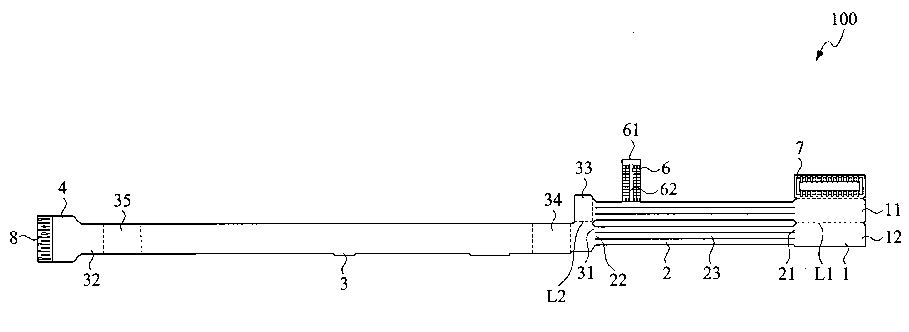 Flexible-circuit flat cable with cluster section