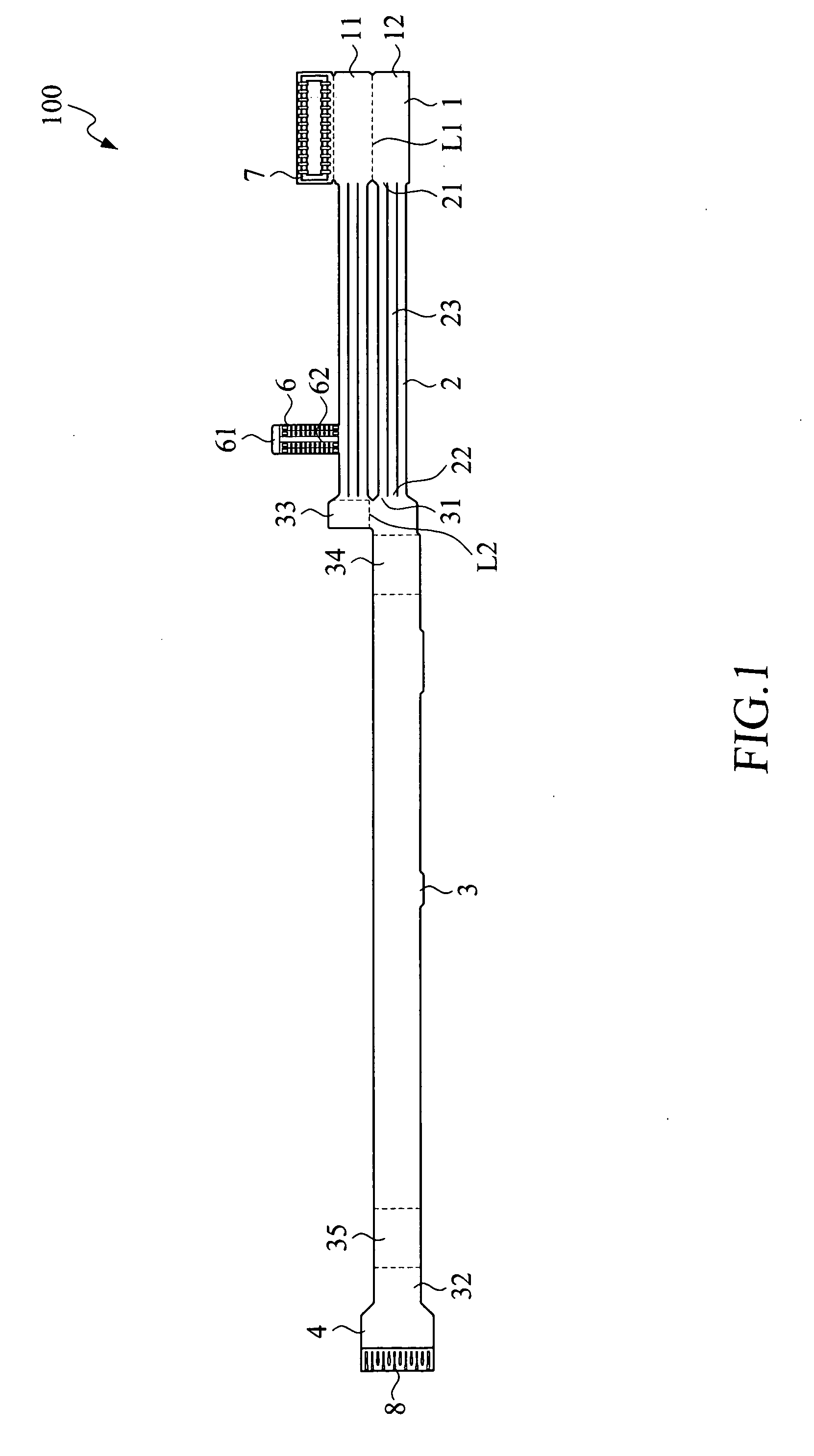 Flexible-circuit flat cable with cluster section