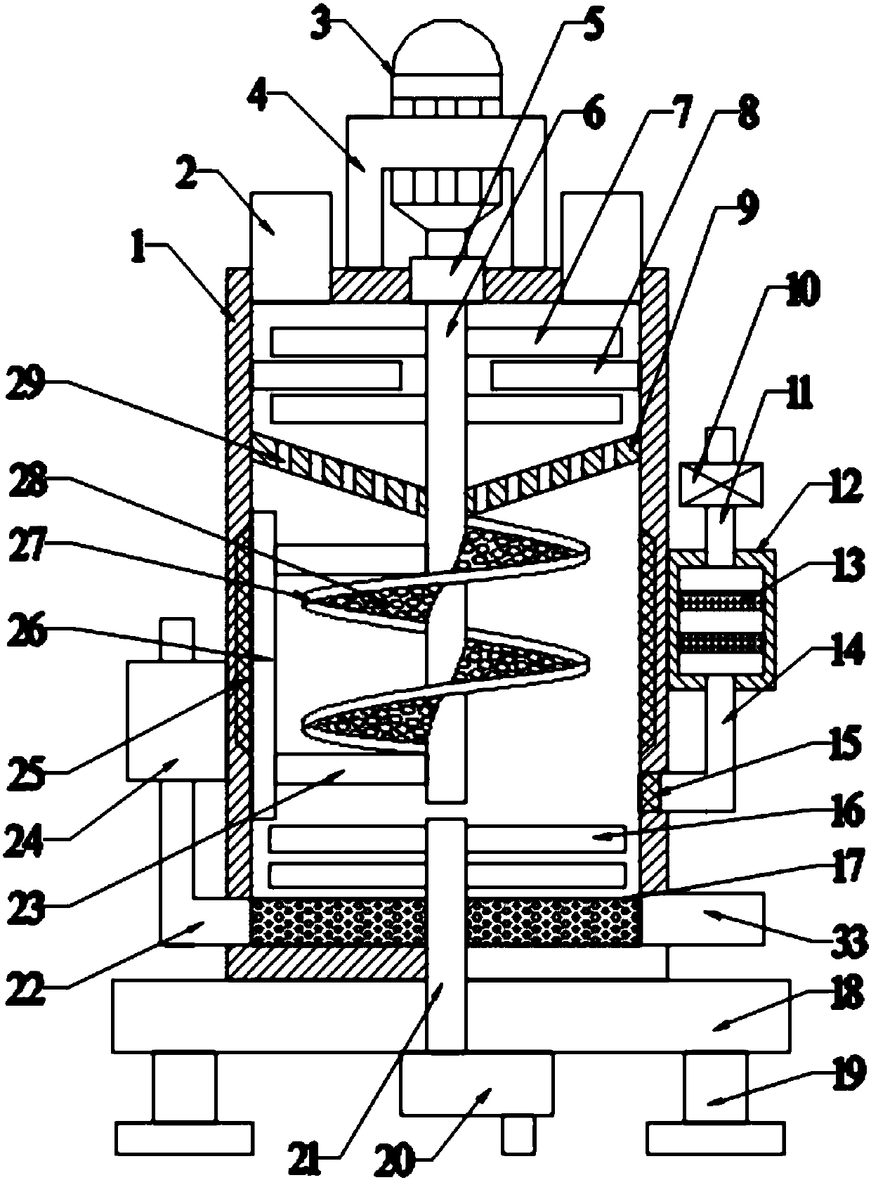 Plastic waste crushing and drying device