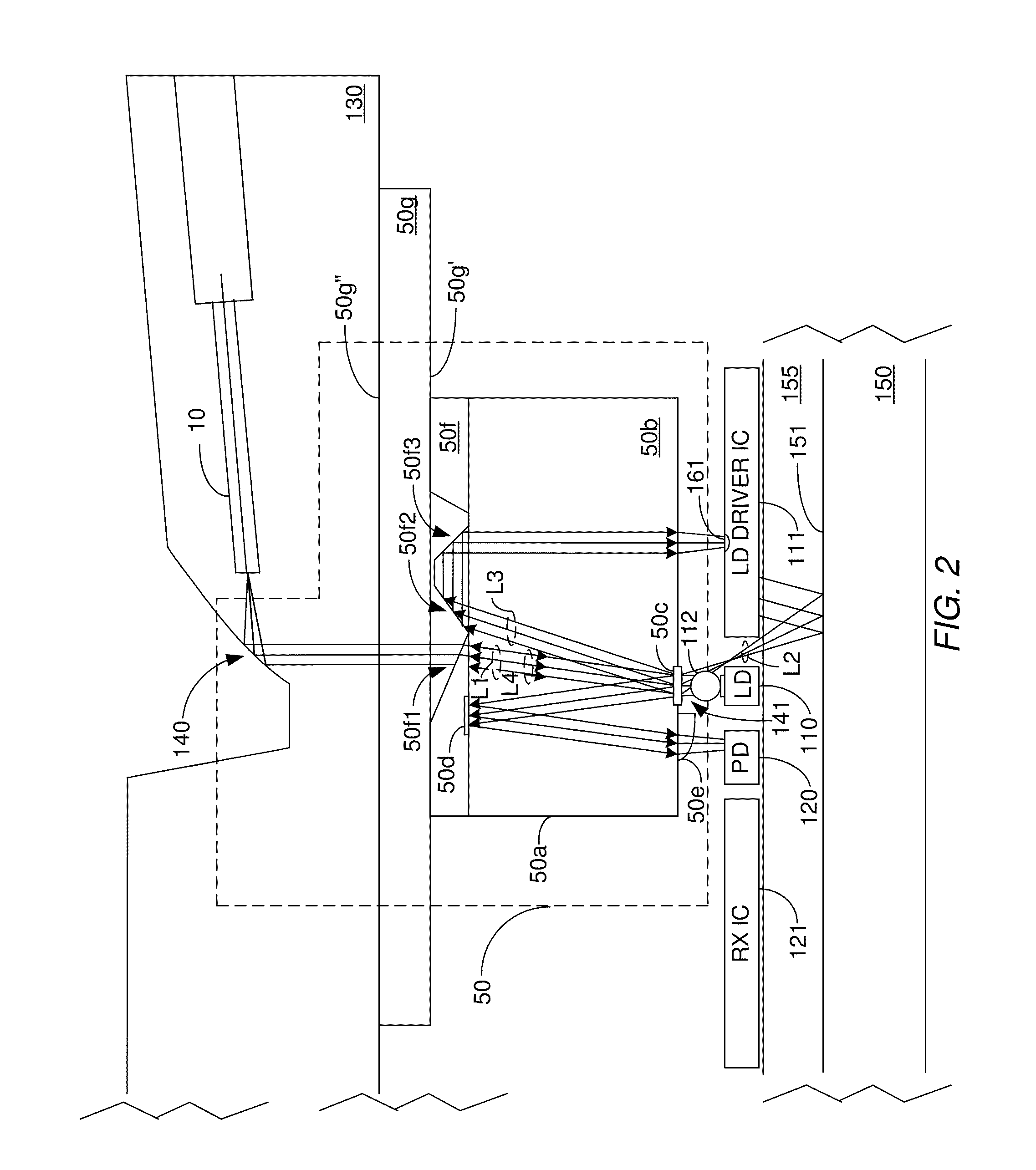 Optical beam splitter for use in an optoelectronic module, and a method for performing optical beam splitting in an optoelectronic module