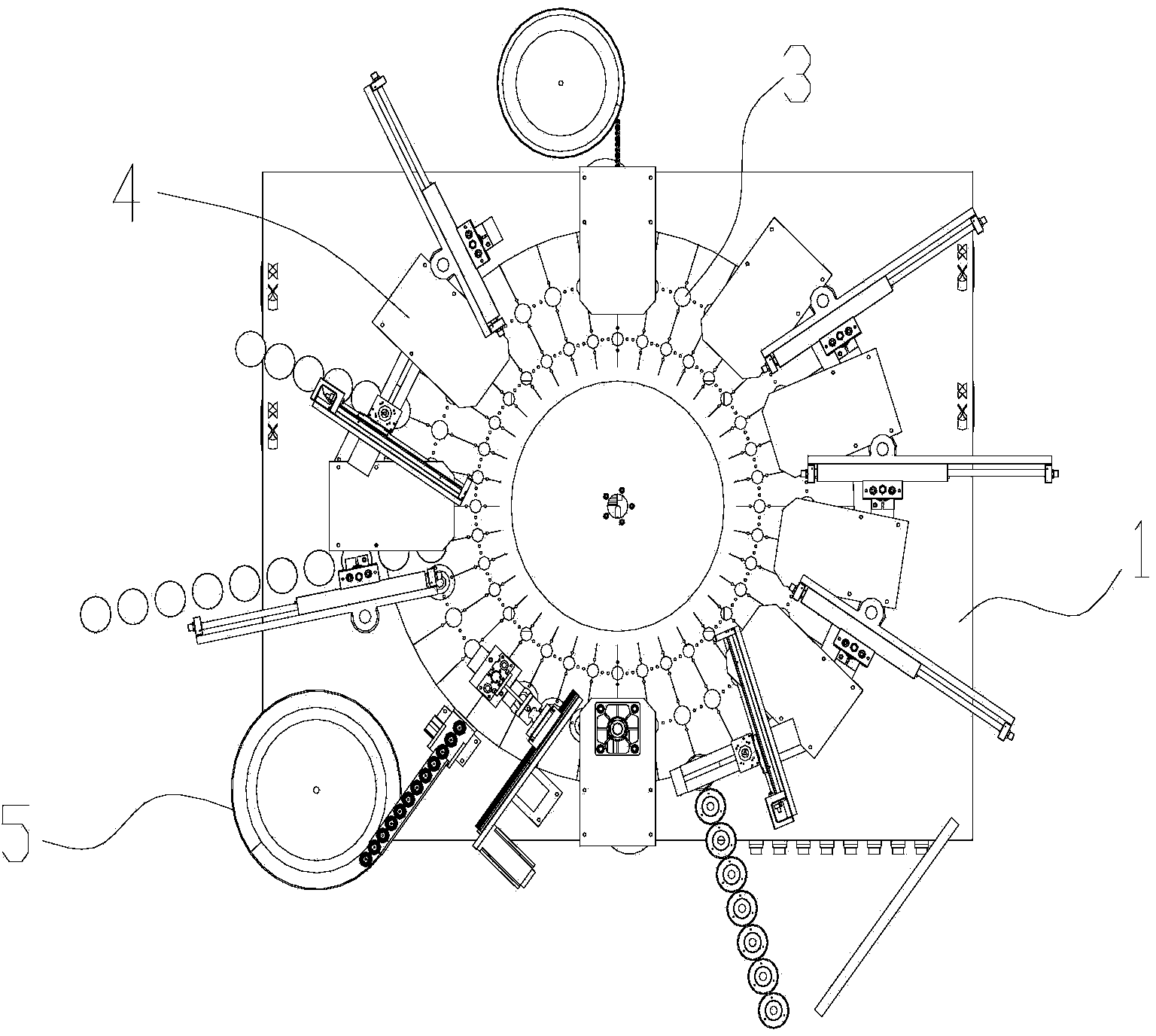 Multi-channel rotary table automatic assembly machine and method for producing LED (light-emitting diode) lamps