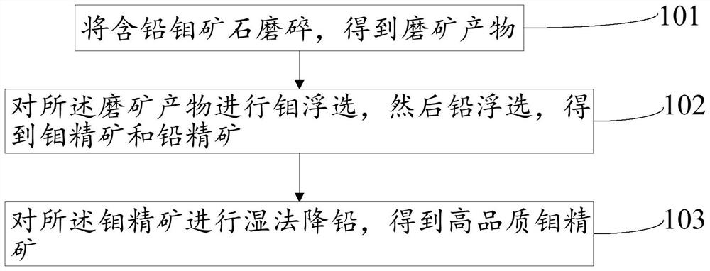 Method for separating high-quality molybdenum concentrate from lead-bearing molybdenum ore