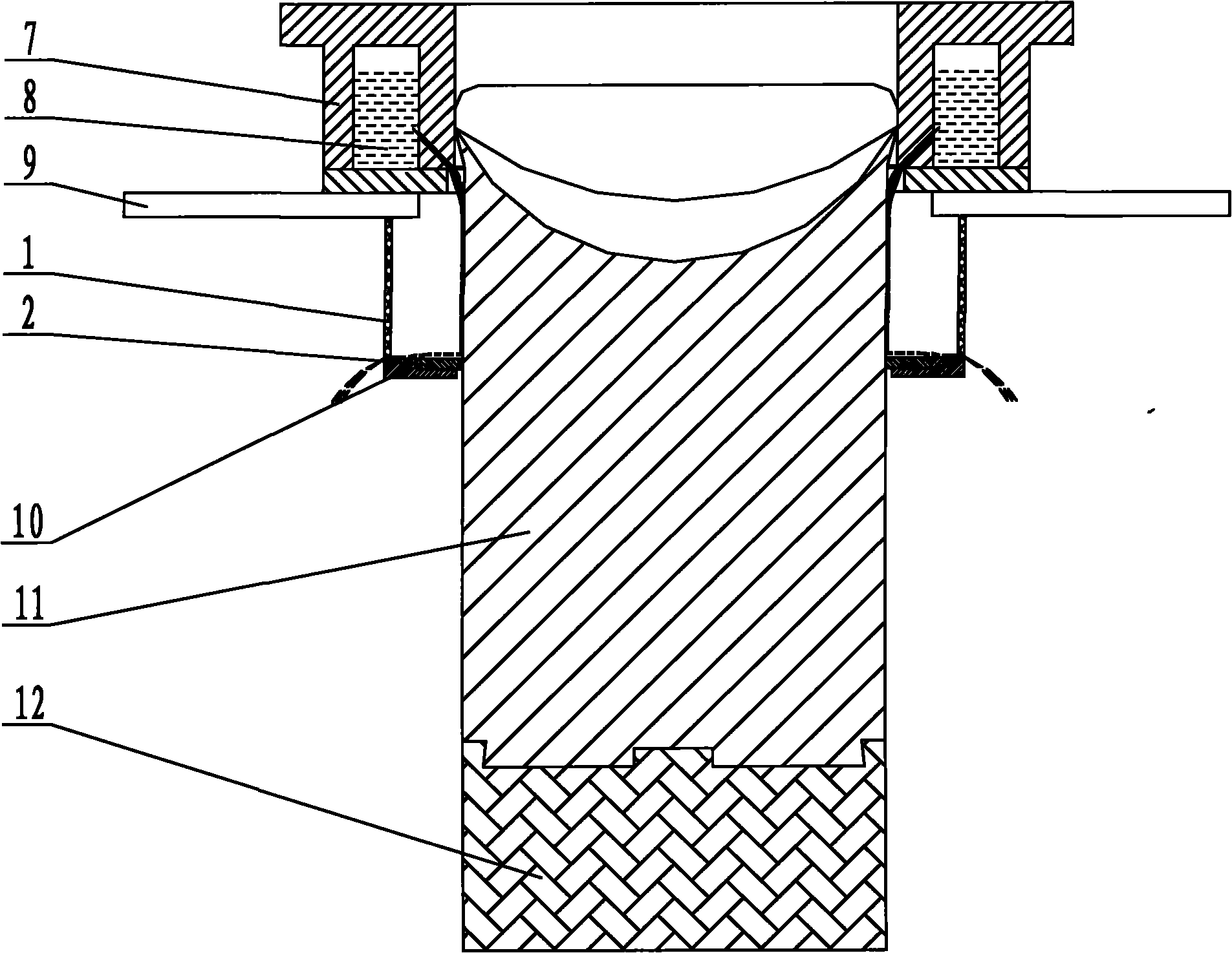 Water baffle plate device suitable for aluminum alloy circular ingot half-continuous casting