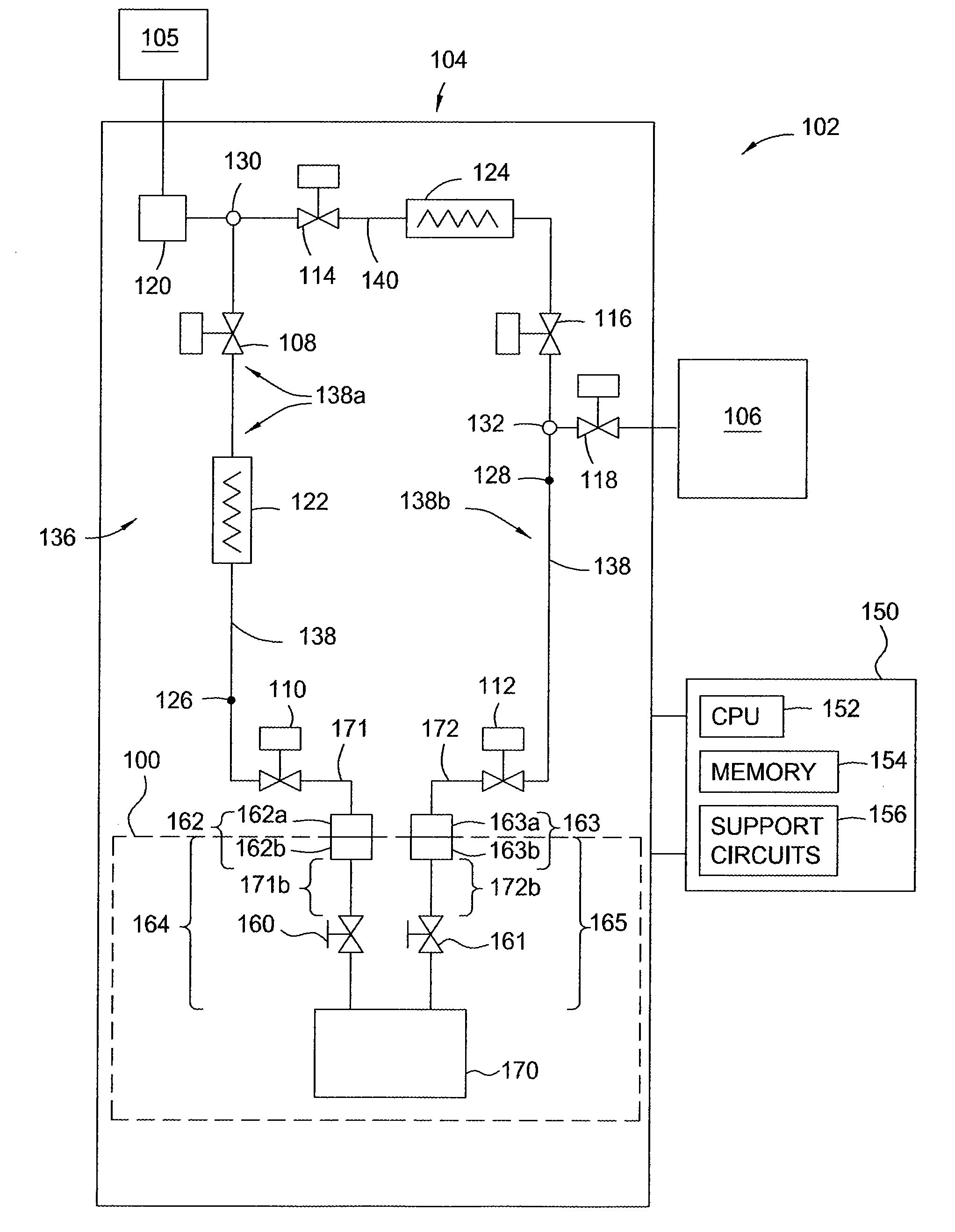 Heated valve manifold for ampoule