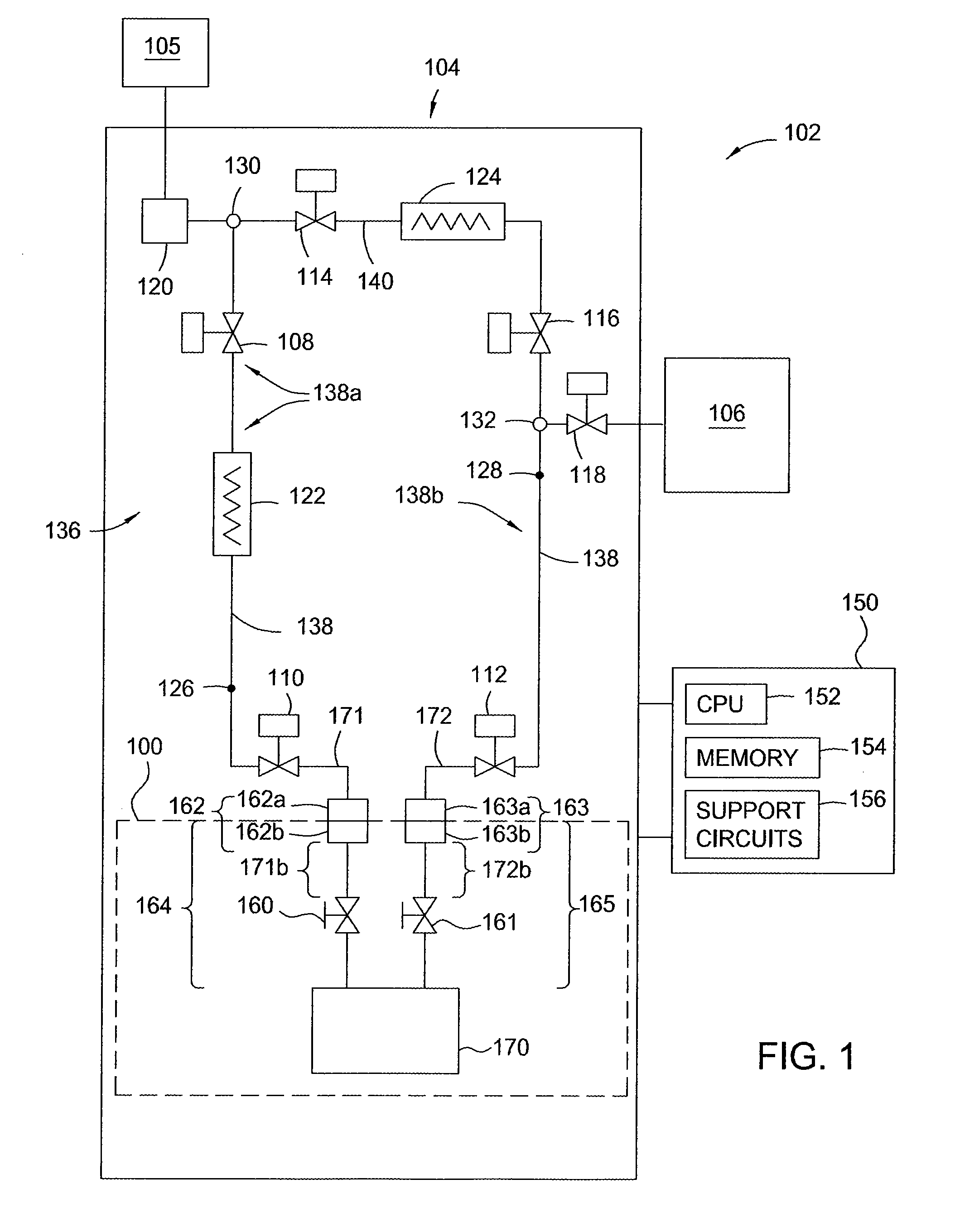 Heated valve manifold for ampoule