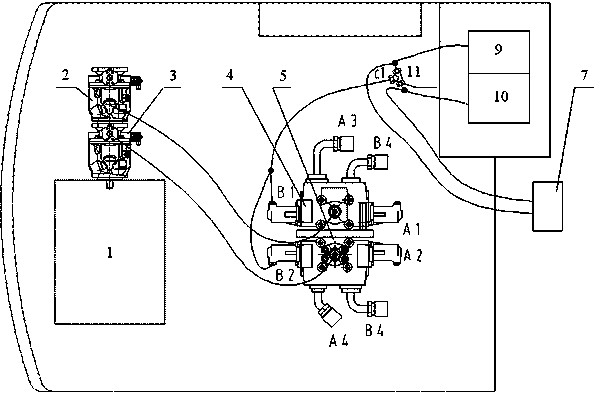 Fully hydraulically driven multi-stirring wheel synchronization device for stirring curer