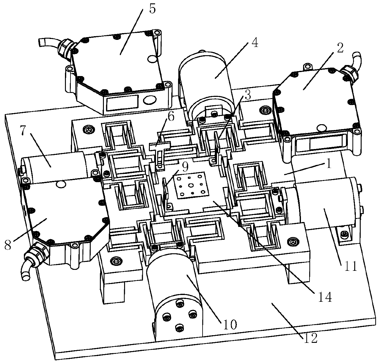 Plane three-degree-of-freedom precision positioning platform, and using method and control method thereof