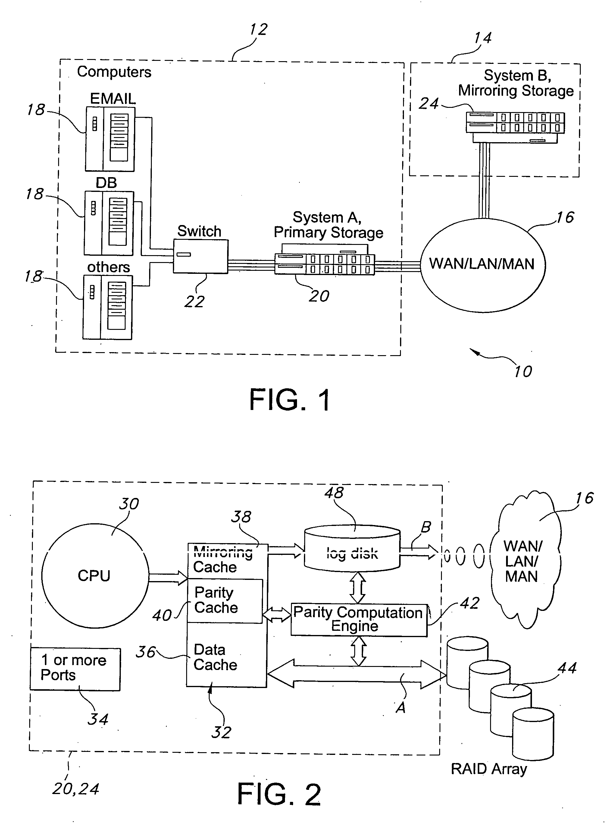 Data replication method over a limited bandwidth network by mirroring parities