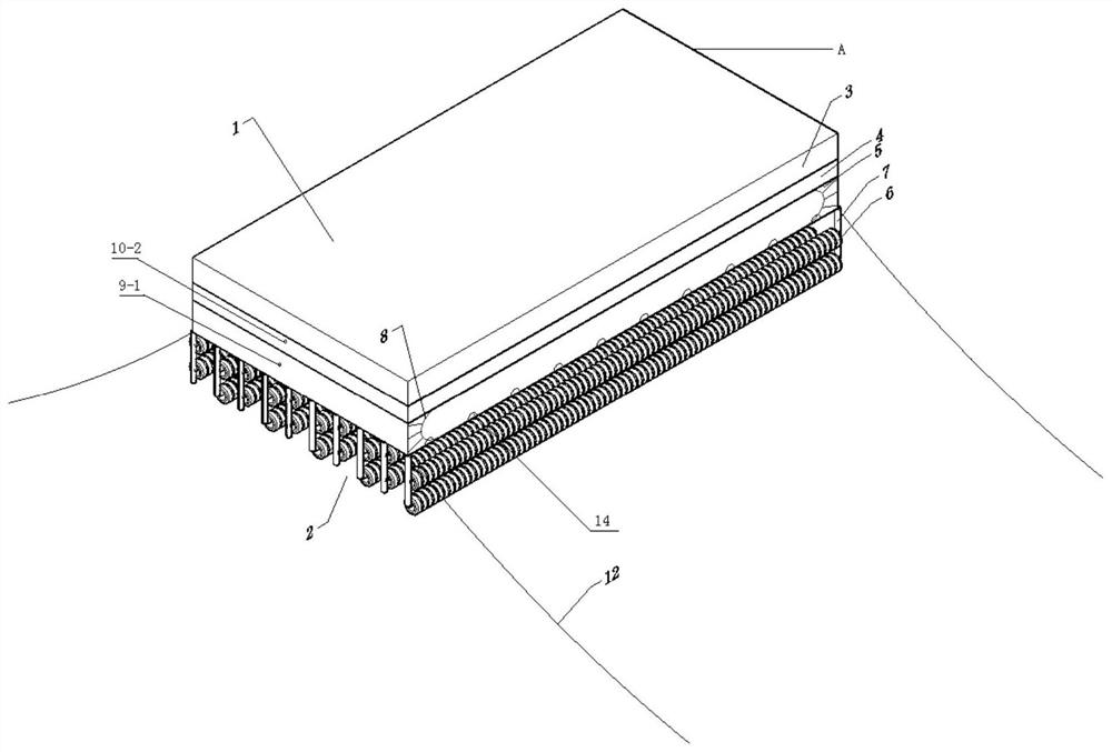 A floating tank-tyre type floating breakwater unit and breakwater system capable of sinking and floating under extreme sea conditions