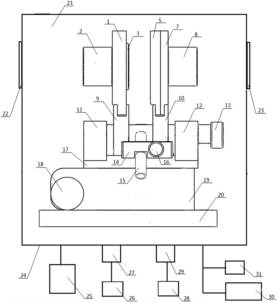 A radio frequency glow discharge ionization device