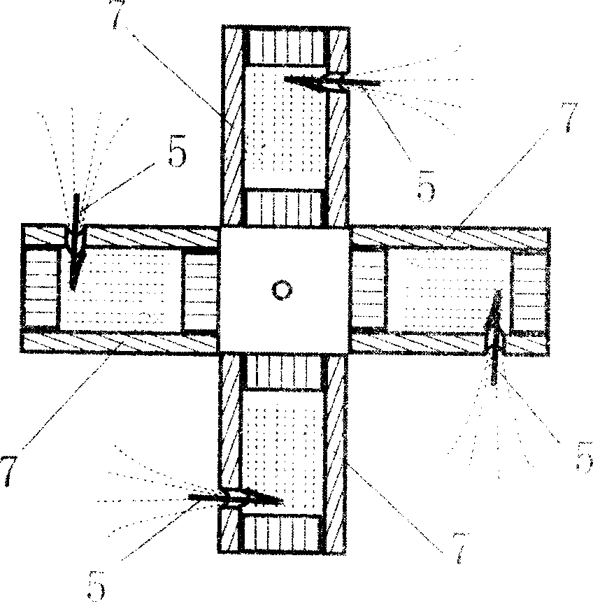 Combined fireworks with fire wheel pattern